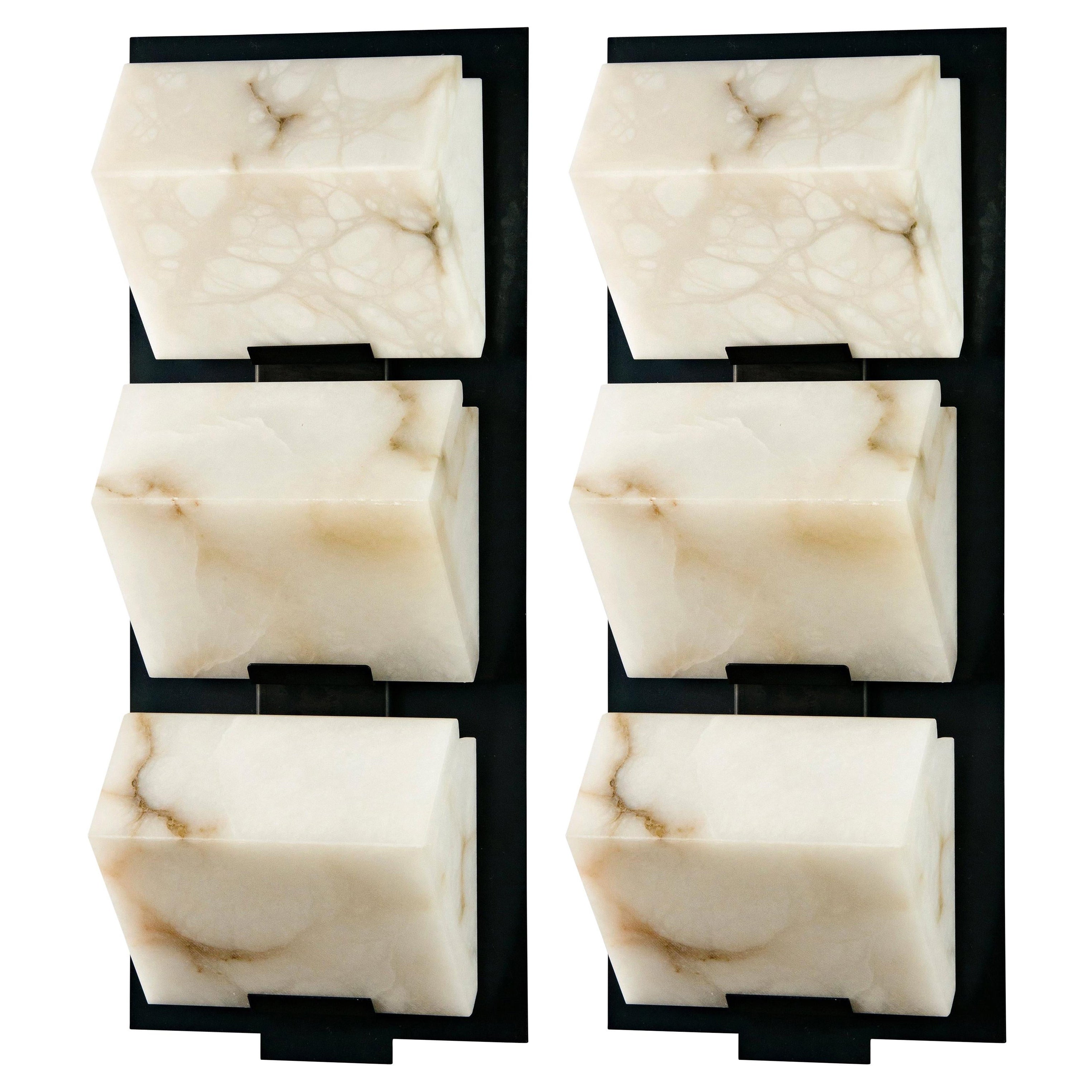 Large 'Triple Block Metal' Model #230 Sconce in the Manner of Pierre Chareau For Sale