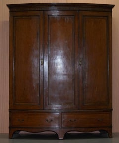Large Triple Bow Fronted Victorian Mahogany Wardrobe with Drawers Dismantles