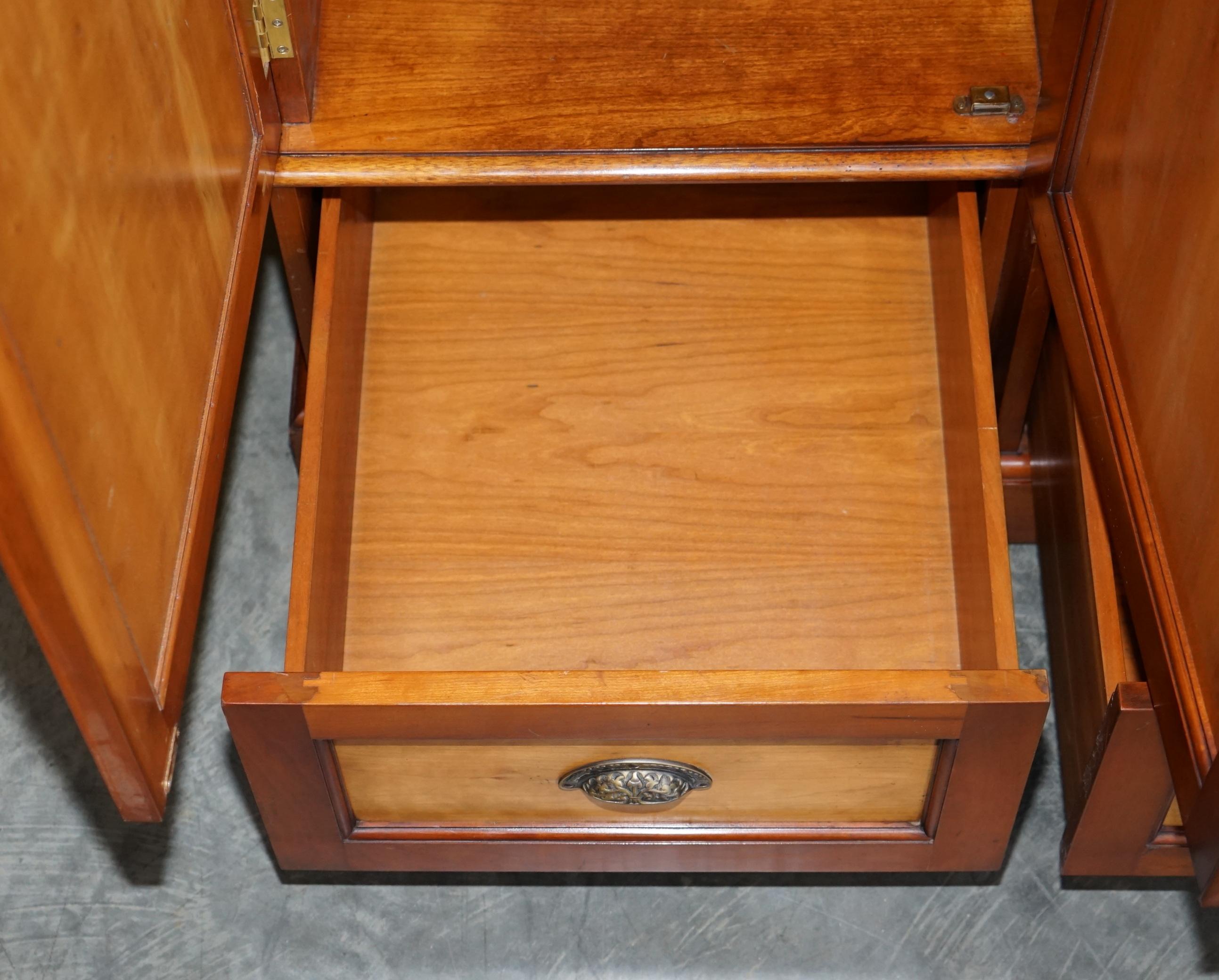 Large Triple Cupboard Breakfront Wardrobe in Cherrywood & Walnut + Drawers Base 8