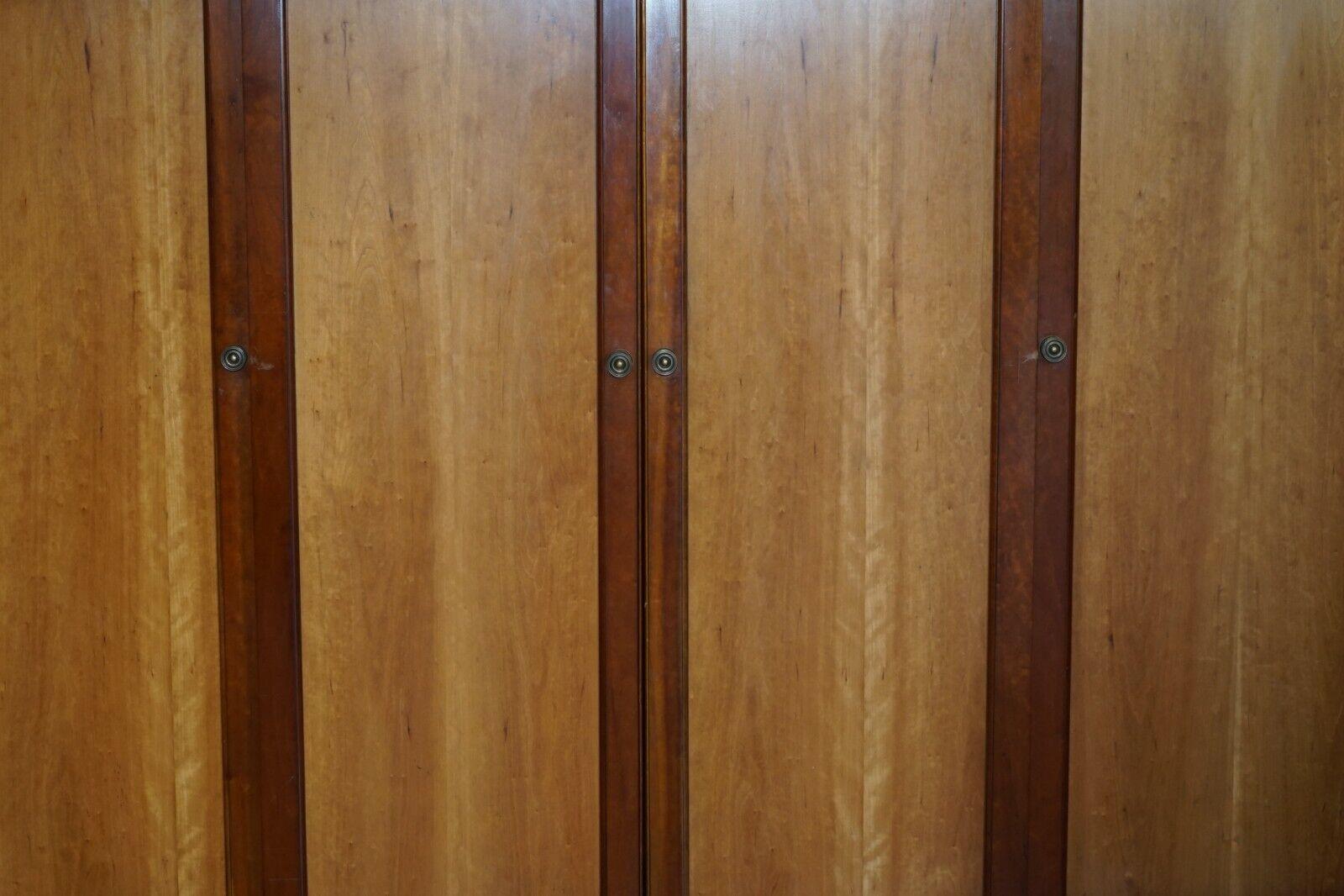 Hand-Crafted Large Triple Cupboard Breakfront Wardrobe in Cherrywood & Walnut + Drawers Base