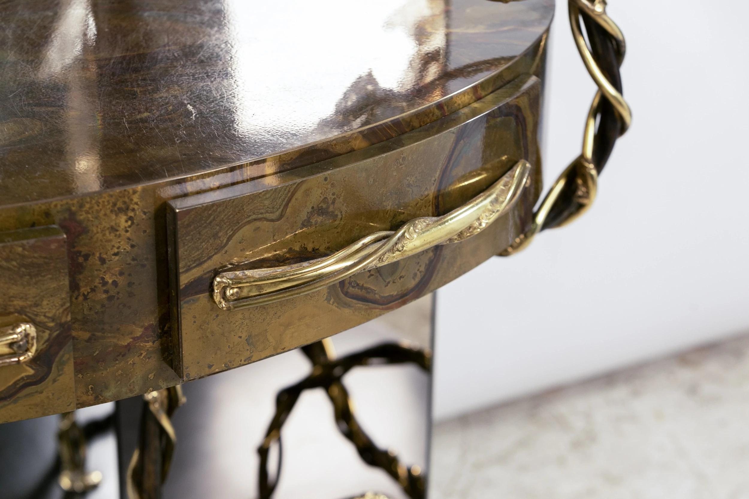 Etched Large triptych dressing table, by Richard Faure, Paris, France, circa 1980 For Sale