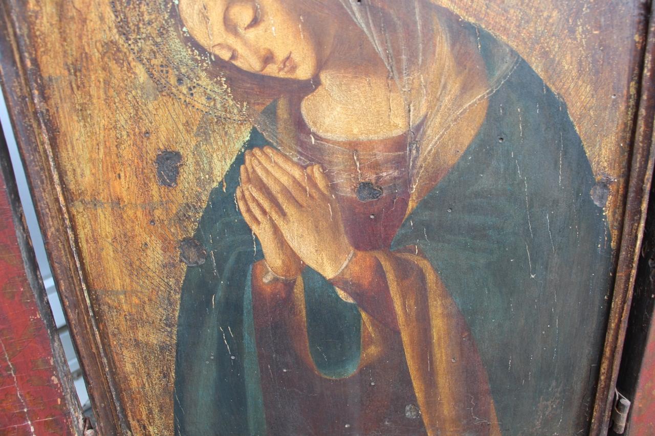 Großes Triptychon Gemalte Tafel der Jungfrau Maria, 18. Jahrhundert Italienisch im Angebot 5