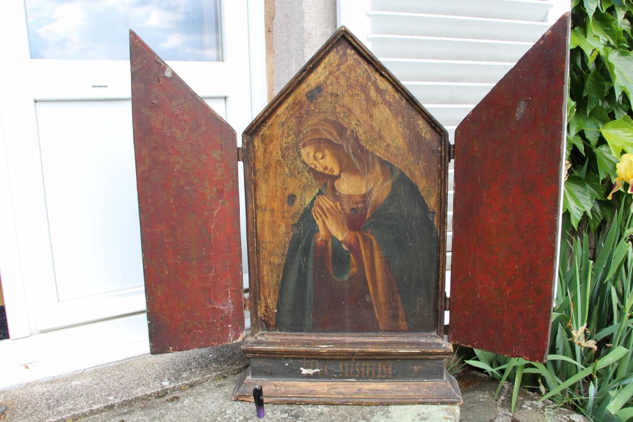 Großes Triptychon Gemalte Tafel der Jungfrau Maria, 18. Jahrhundert Italienisch im Angebot 3