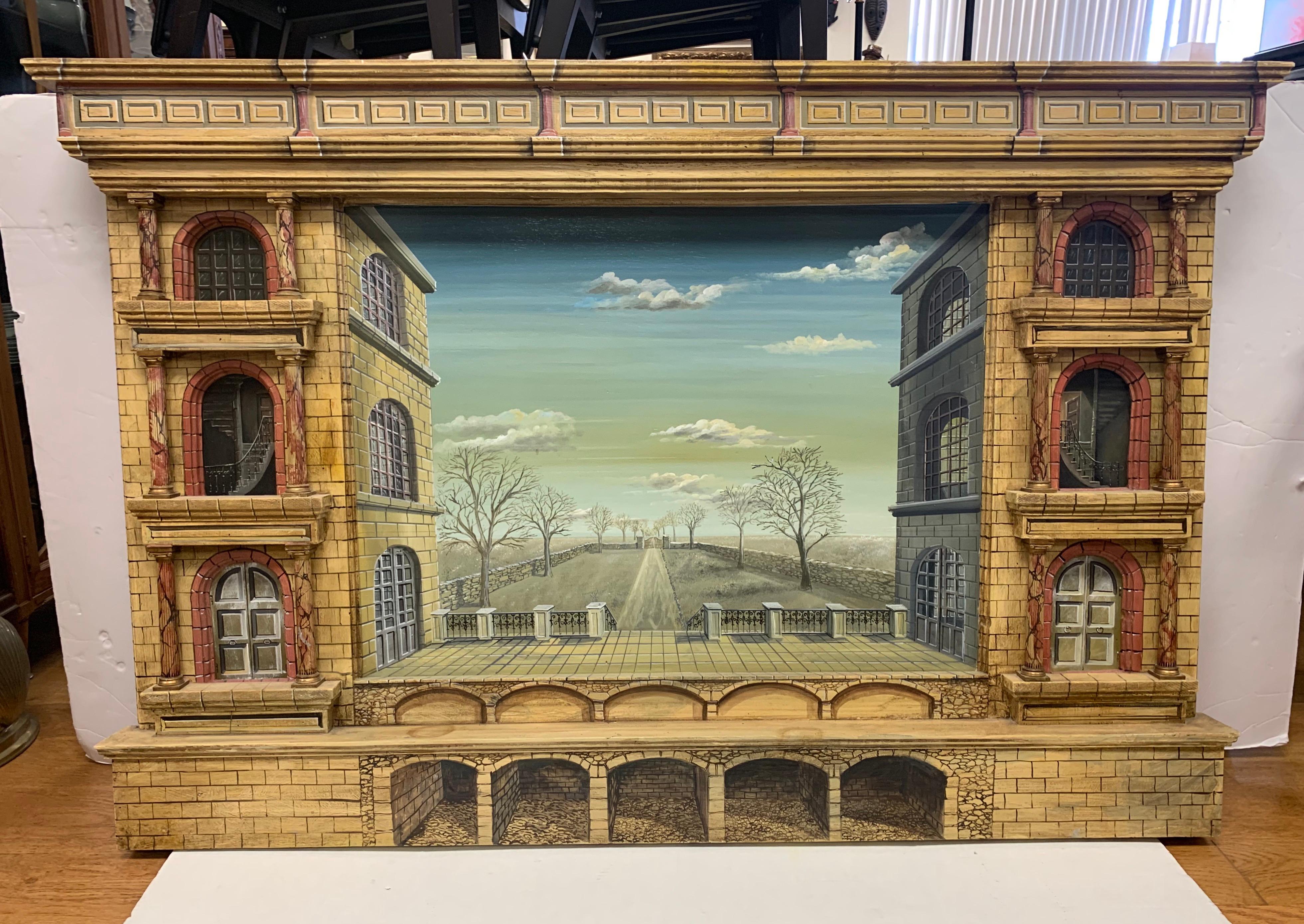 Large Trompe L'oeil Original Oil Painting Architectural Art 6