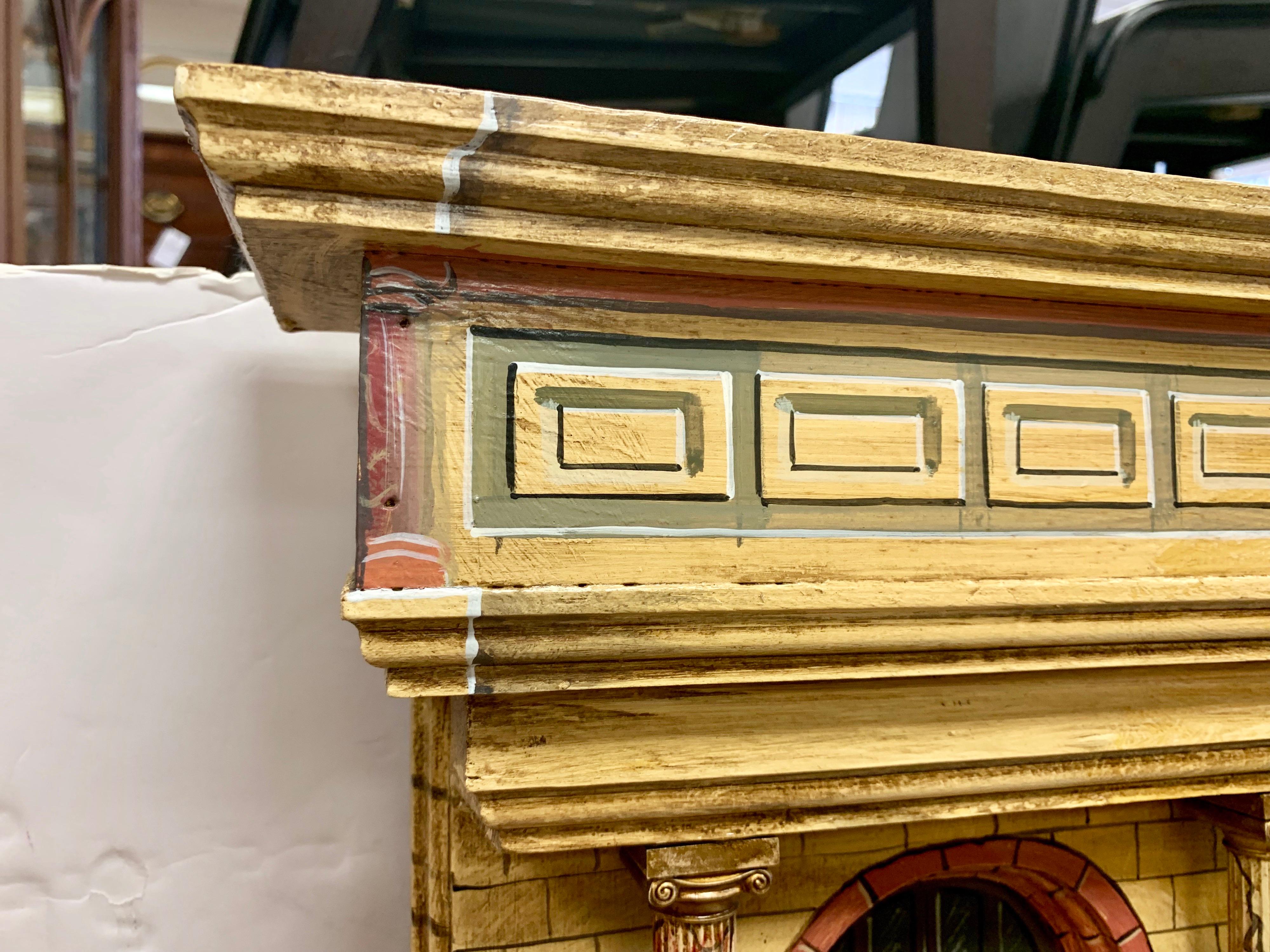 Original Trompe L'oeil painting on board in frame. The painting is original but it is unsigned. If you appreciate architectural Trompe L'oeils, this one is not to be missed. The medium is oil on board.
  