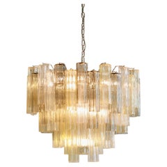 Large Tronchi MURANO Glass Chandelier (amber, grey and clear glass), Italy