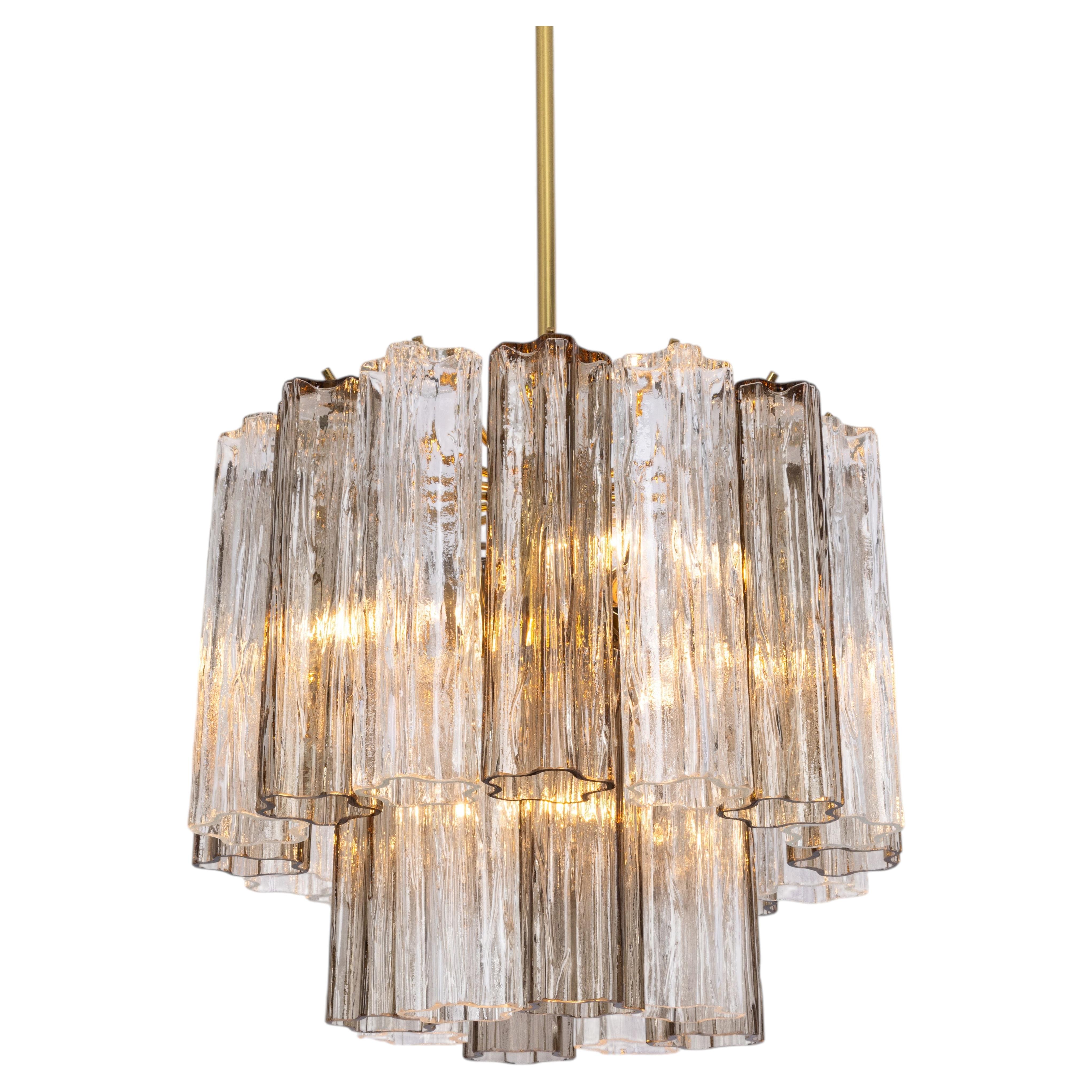 Large Tronchi Murano Glass chandelier by Venini for Kalmar, Austria, 60s