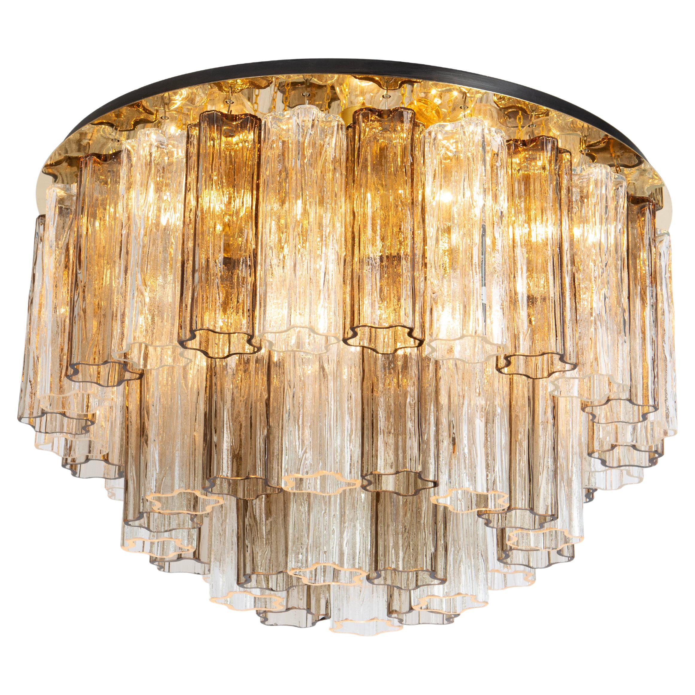 Großer Tronchi Murano Glas Flush Mount Design Venini für Kalmar, Österreich, 1960er Jahre
