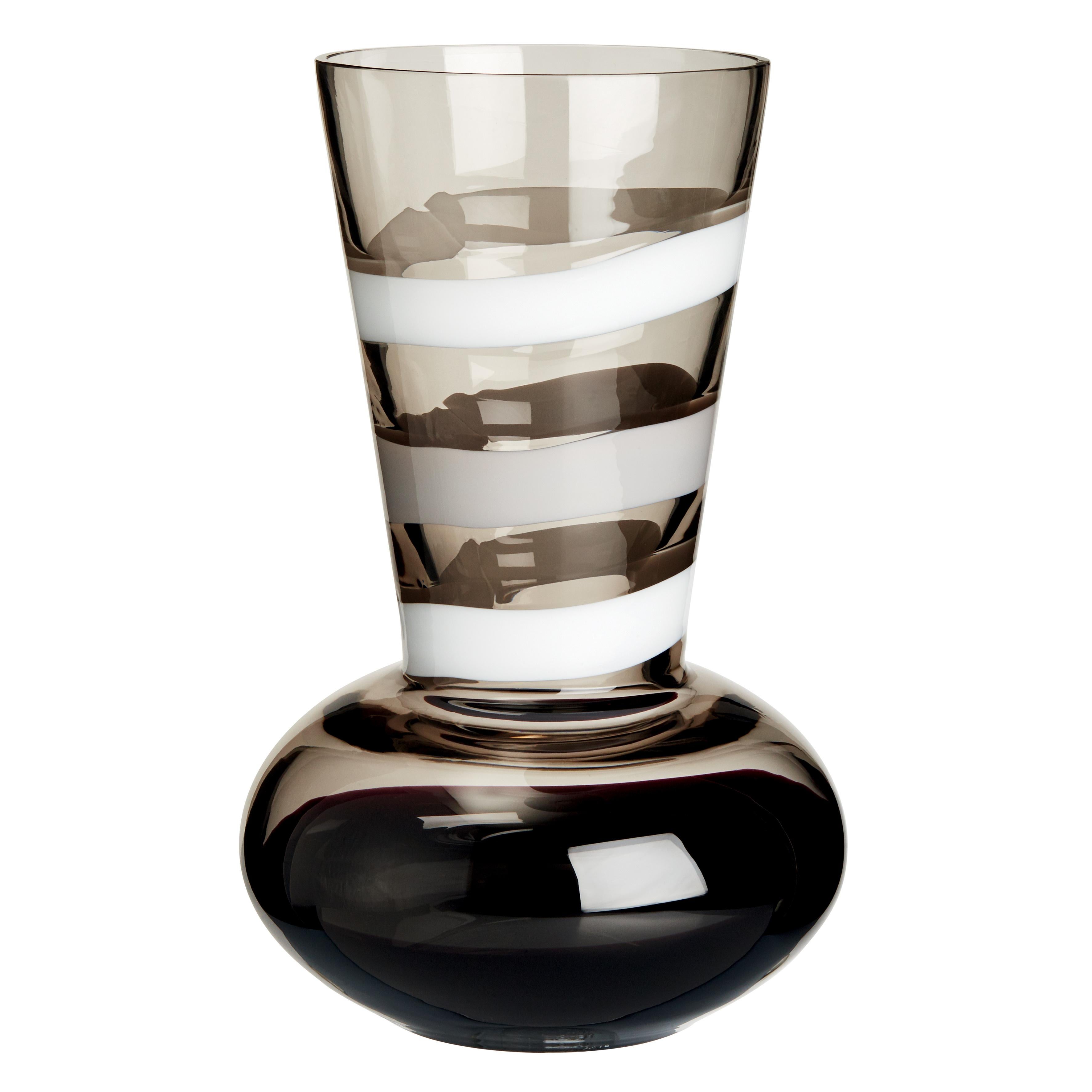 Vaso Troncosfera grande in bianco, grigio e nero di Carlo Moretti