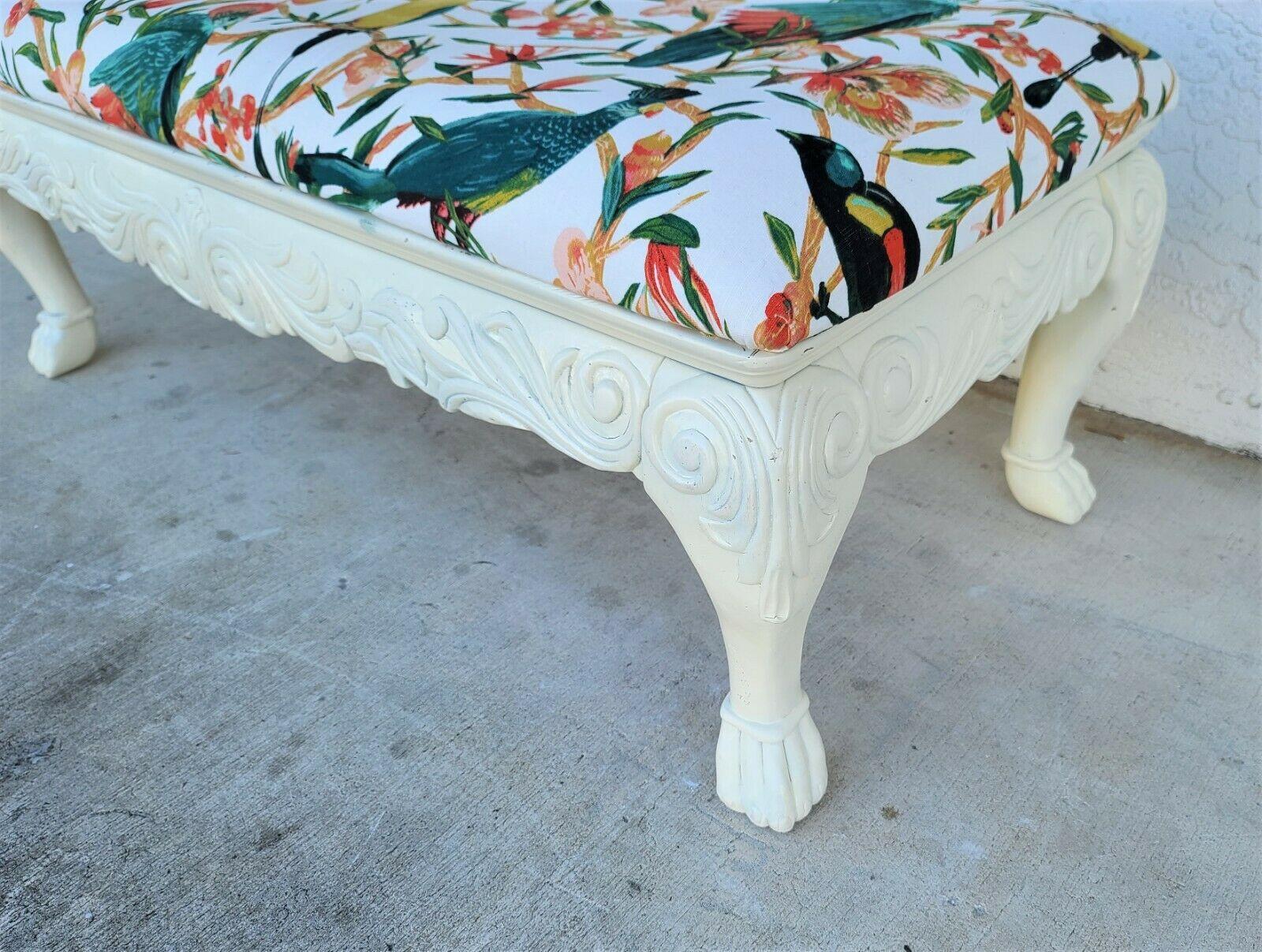 Large Tropical Island Solid Wood Linen Bench In Good Condition For Sale In Lake Worth, FL