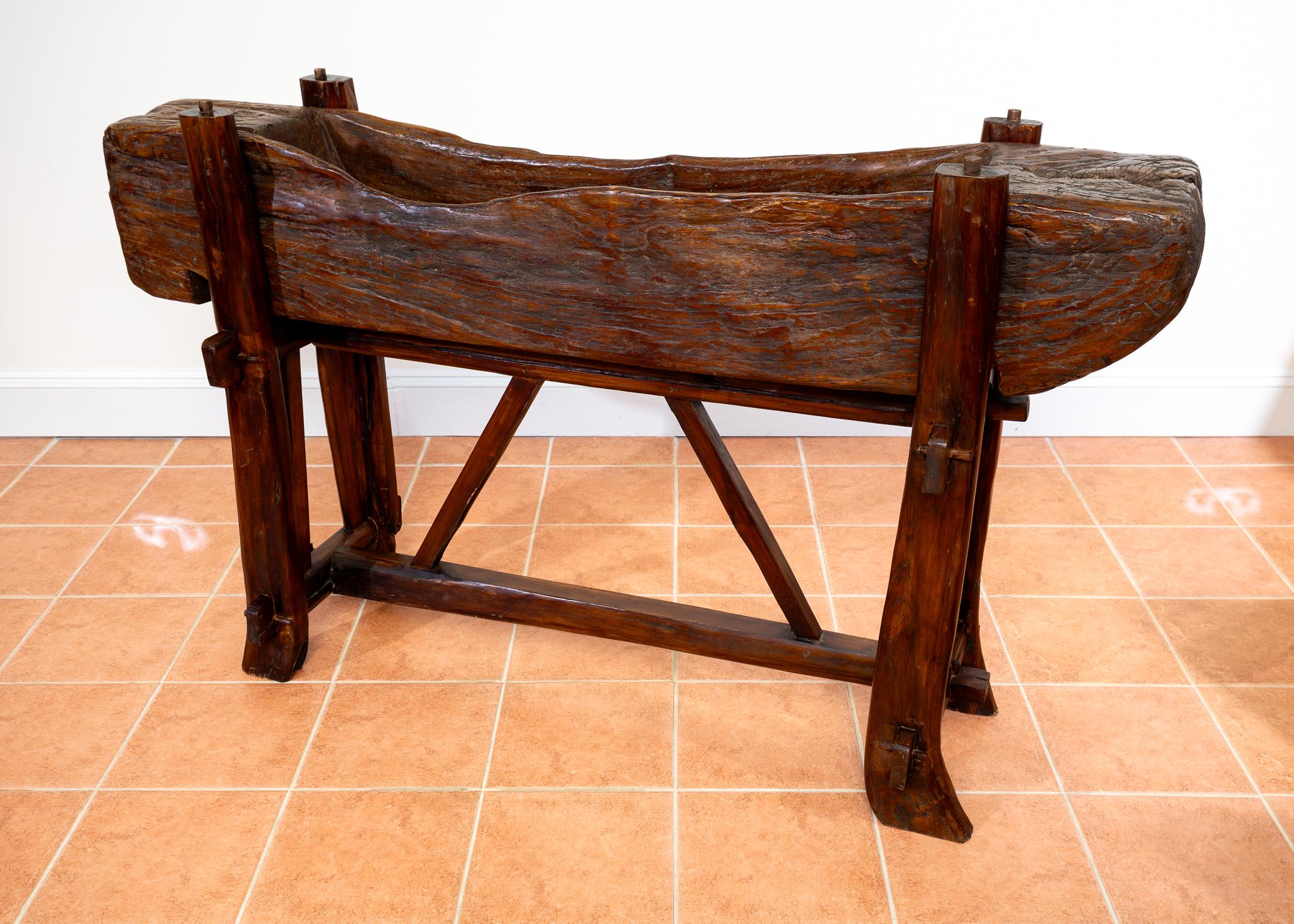 Großer Trog Pflanzgefäß auf Stand Rustikale Französisch Eiche Brutalist XL Antike Bar servieren im Angebot 4