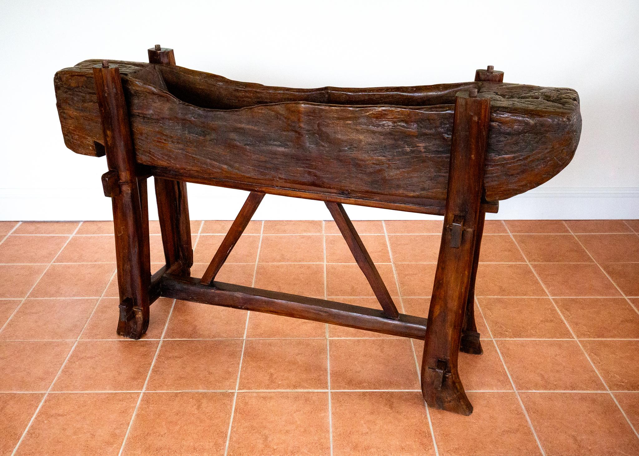 Großer Trog Pflanzgefäß auf Stand Rustikale Französisch Eiche Brutalist XL Antike Bar servieren im Angebot 8