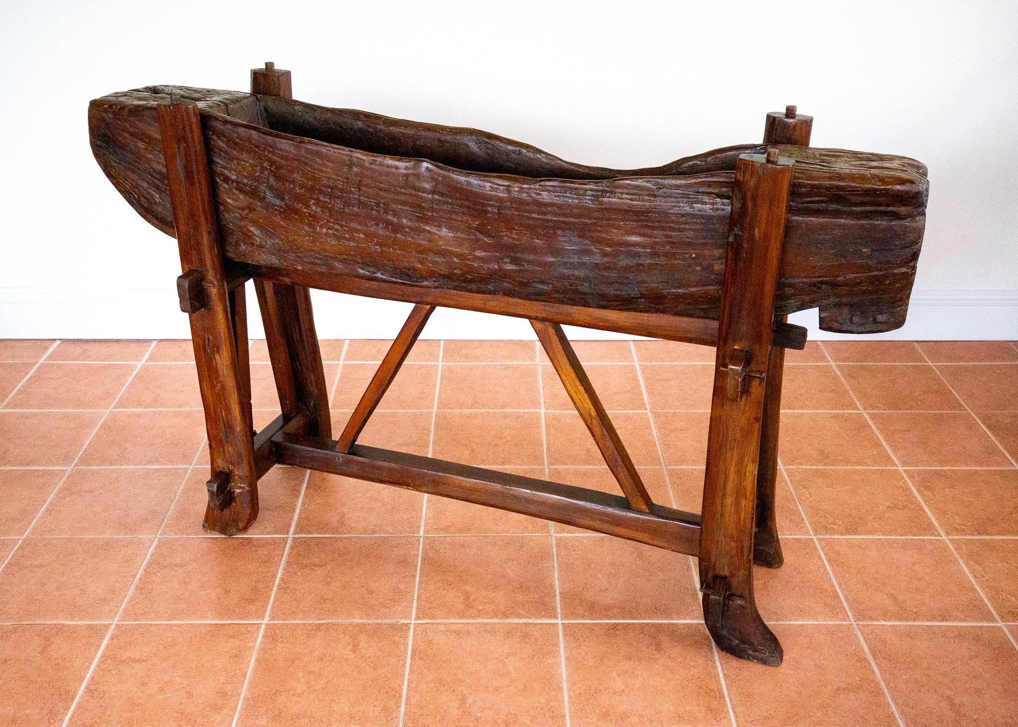 Großer Trog Pflanzgefäß auf Stand Rustikale Französisch Eiche Brutalist XL Antike Bar servieren im Angebot 11