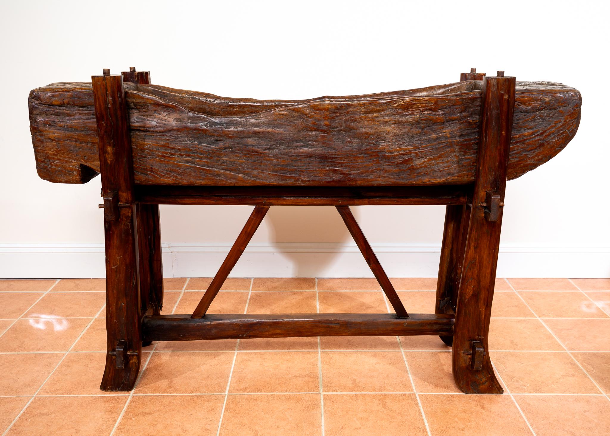 Großer Trog Pflanzgefäß auf Stand Rustikale Französisch Eiche Brutalist XL Antike Bar servieren im Angebot 12