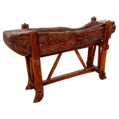 Large Trough Planter on Stand Rustic French Oak Brutalist XL Antique Serving Bar