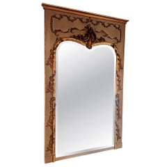 Grande specchio decorativo antico a trumeau, con motivi a ghianda e foglia di quercia, francese, XIX secolo