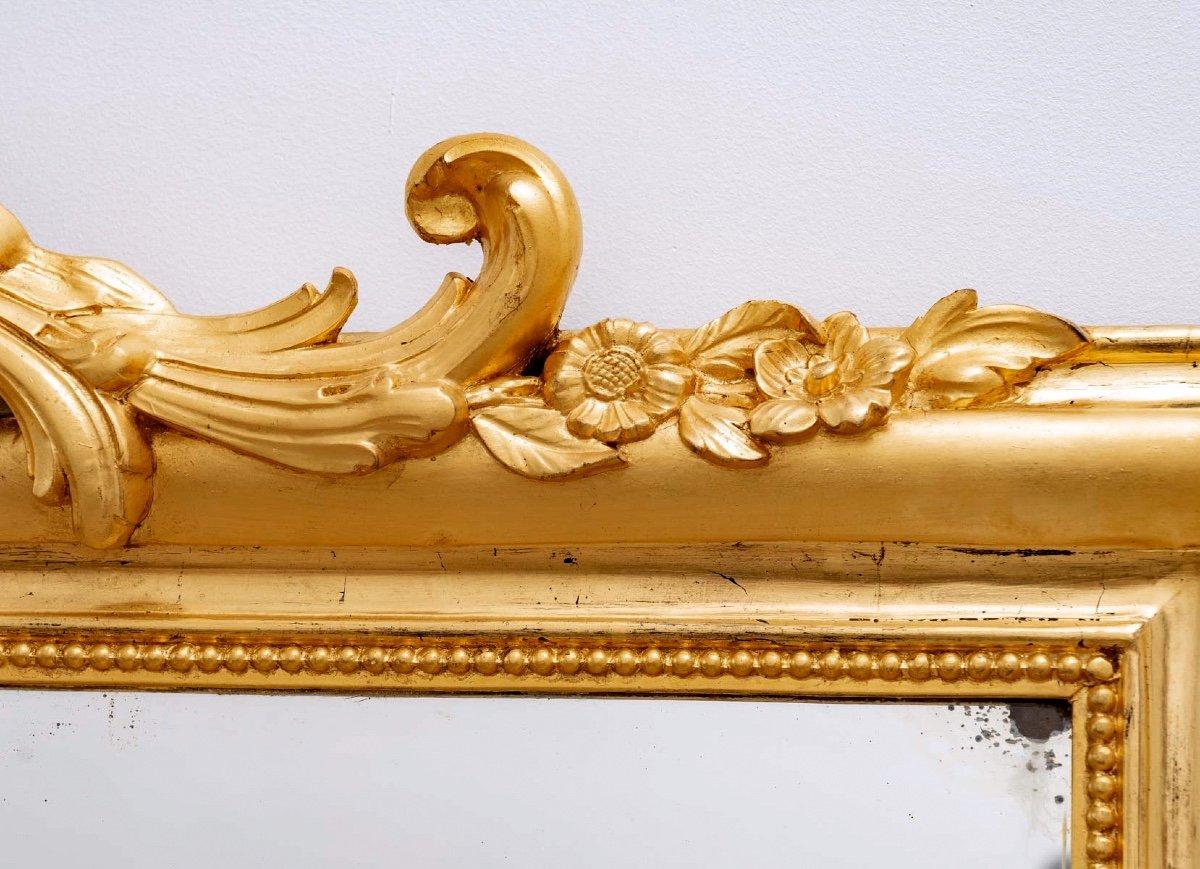 Großer Trumeau-Spiegel - Vergoldetes Holz mit 24 Karat Blatt - XIX. - Stil Louis XV (Französisch) im Angebot