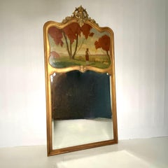 Large Trumeau Mirror With Landscape Painting