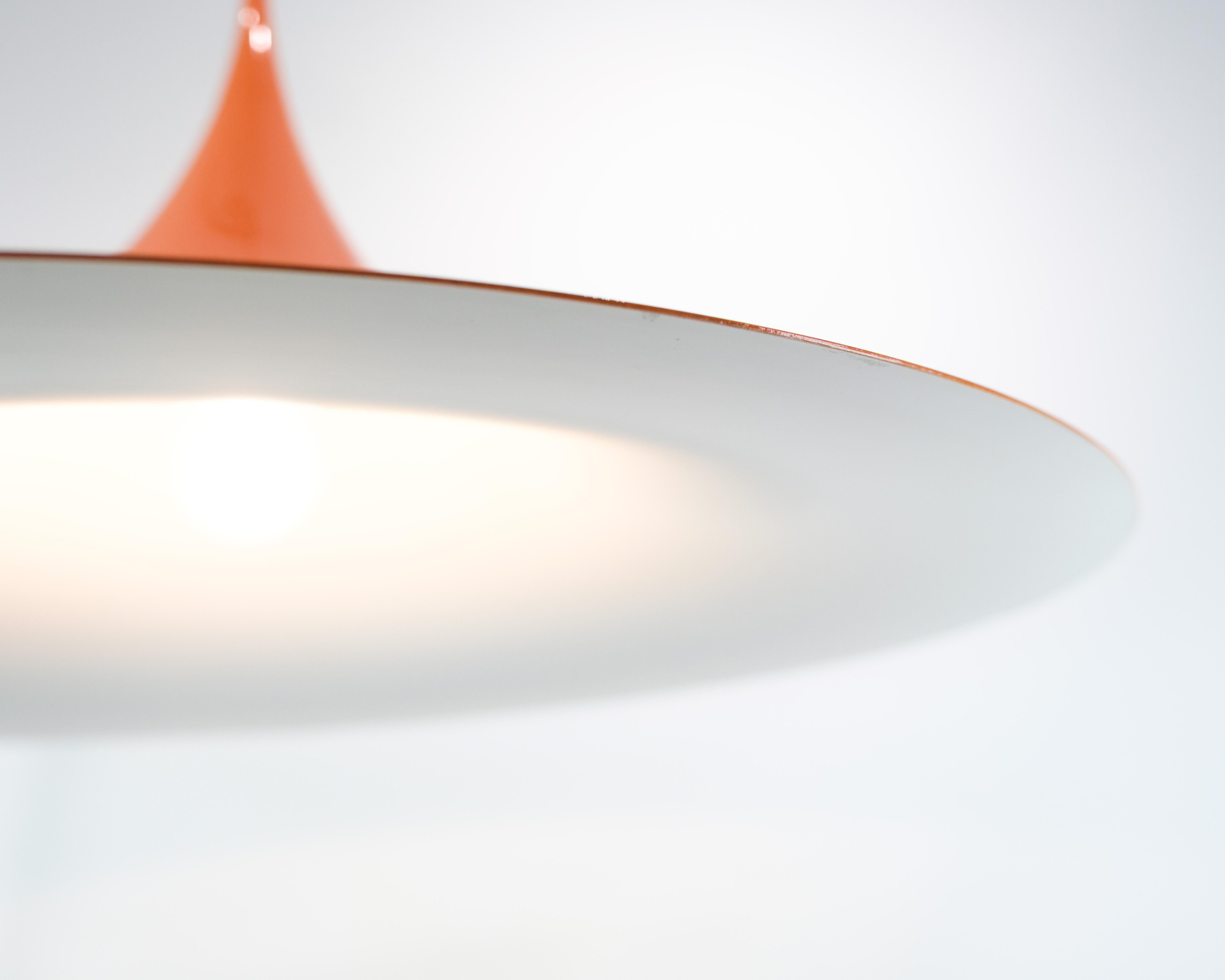 Large pendentif trompette en orange de Claus Bonderup pour Fog & Mørup des années 1970 en vente 2