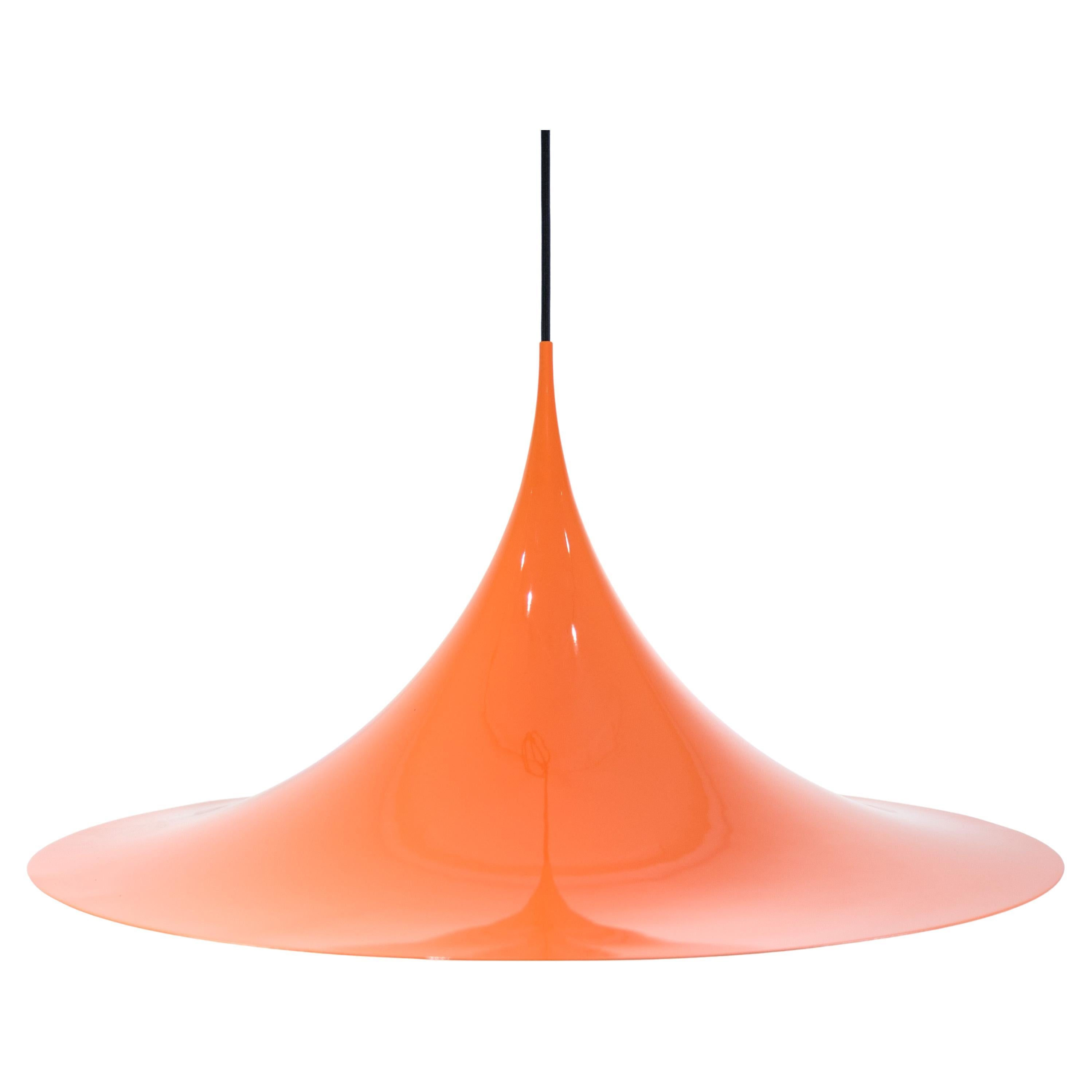 Large pendentif trompette en orange de Claus Bonderup pour Fog & Mørup des années 1970 en vente