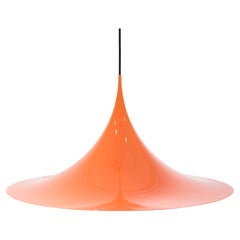 Large Trumpet Pendant In Orange By Claus Bonderup For Fog & Mørup From 1970s