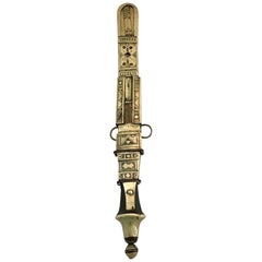 Large Tuareg Dagger Etched Silver Leather African Tribal Weaponry