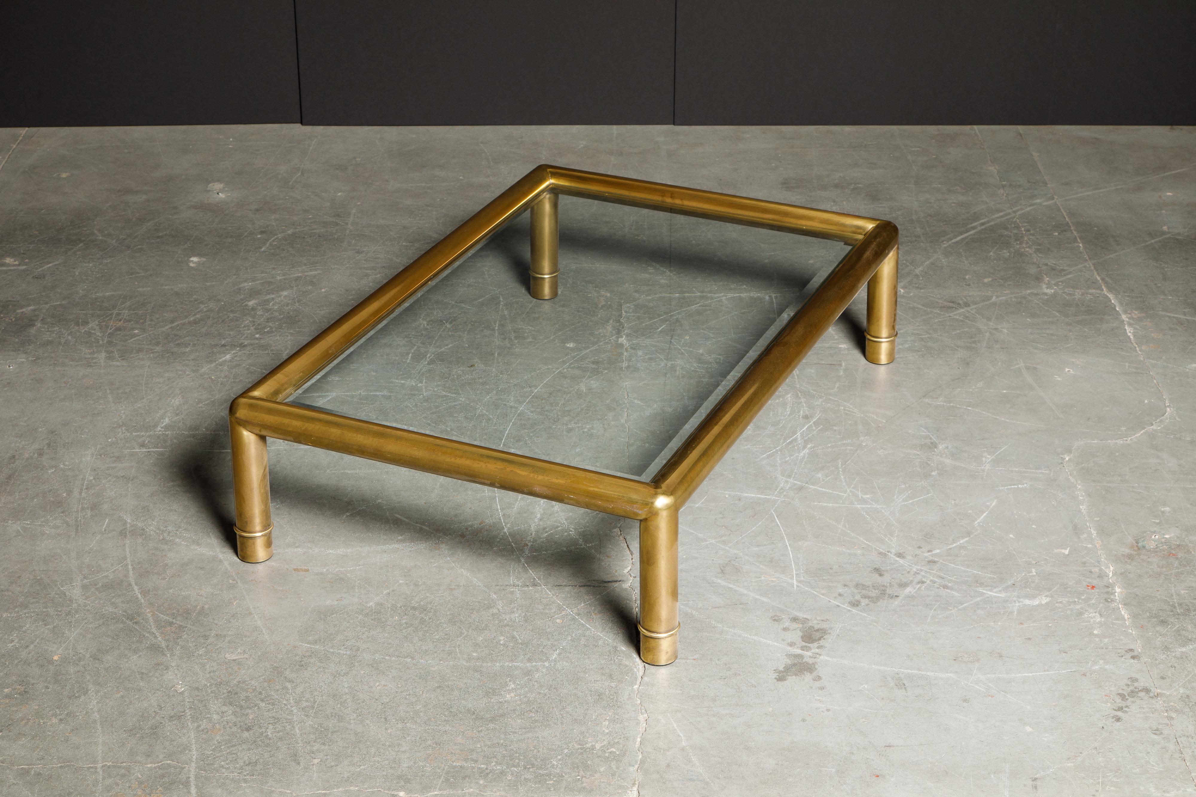 Large Tubular Brass and Glass Cocktail Table by Mastercraft, circa 1970s 4