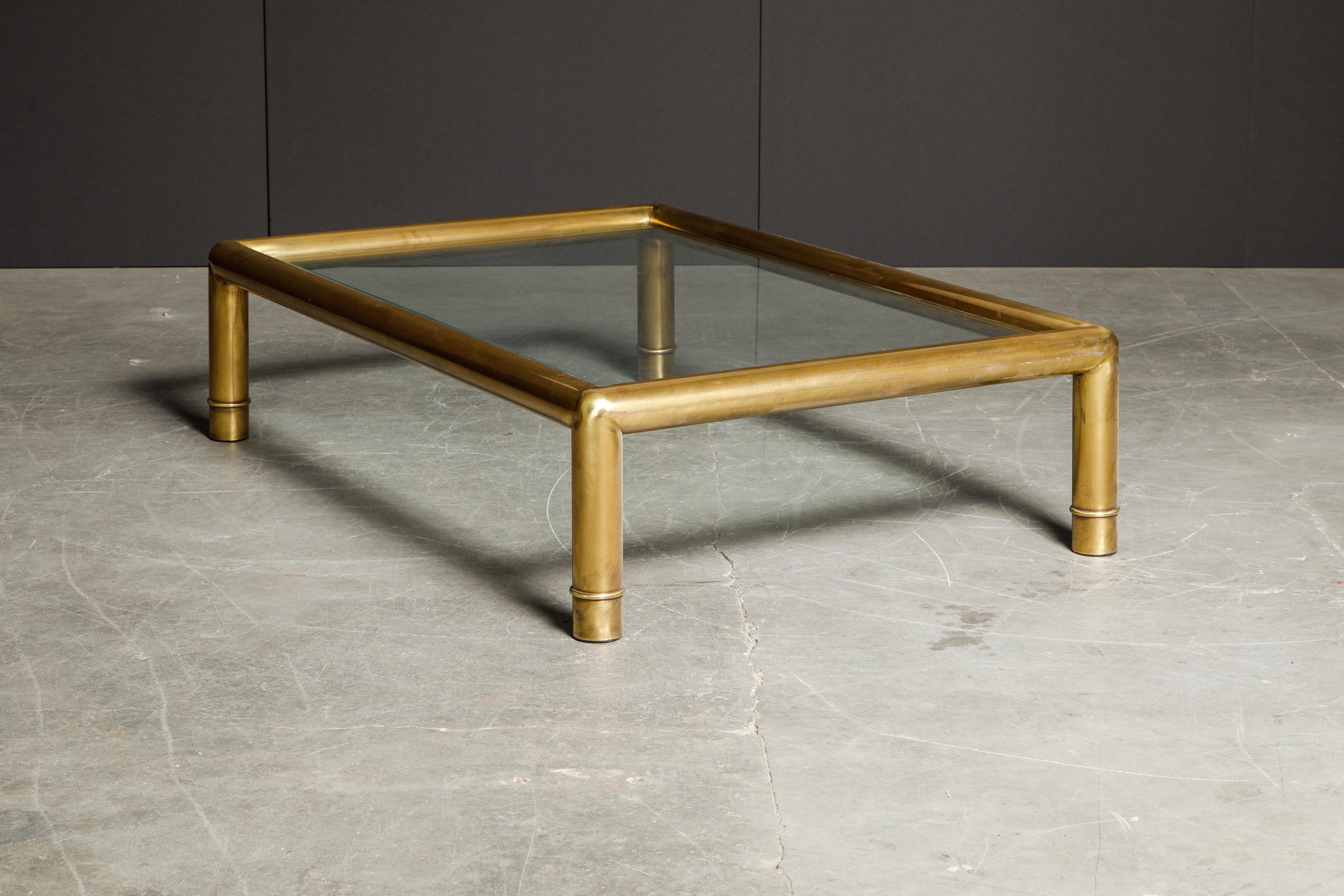 Large Tubular Brass and Glass Cocktail Table by Mastercraft, circa 1970s 6
