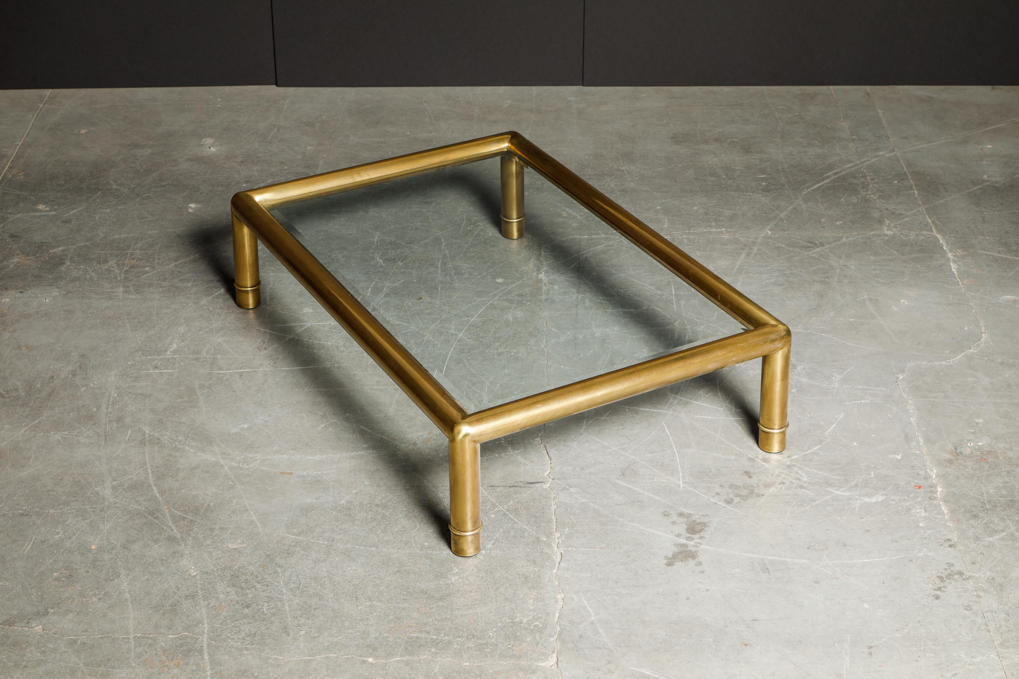 Large Tubular Brass and Glass Cocktail Table by Mastercraft, circa 1970s 7