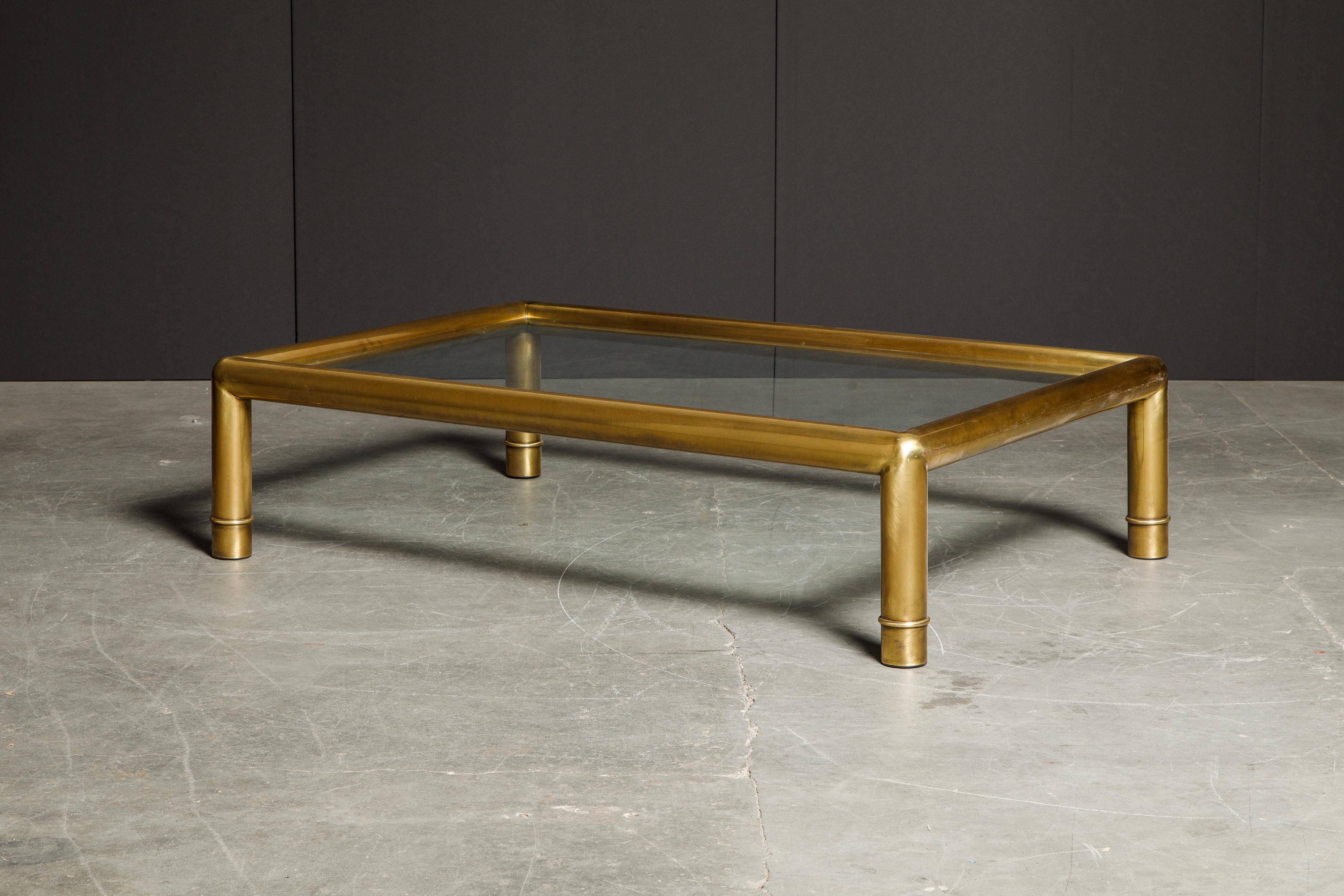 Large Tubular Brass and Glass Cocktail Table by Mastercraft, circa 1970s 8