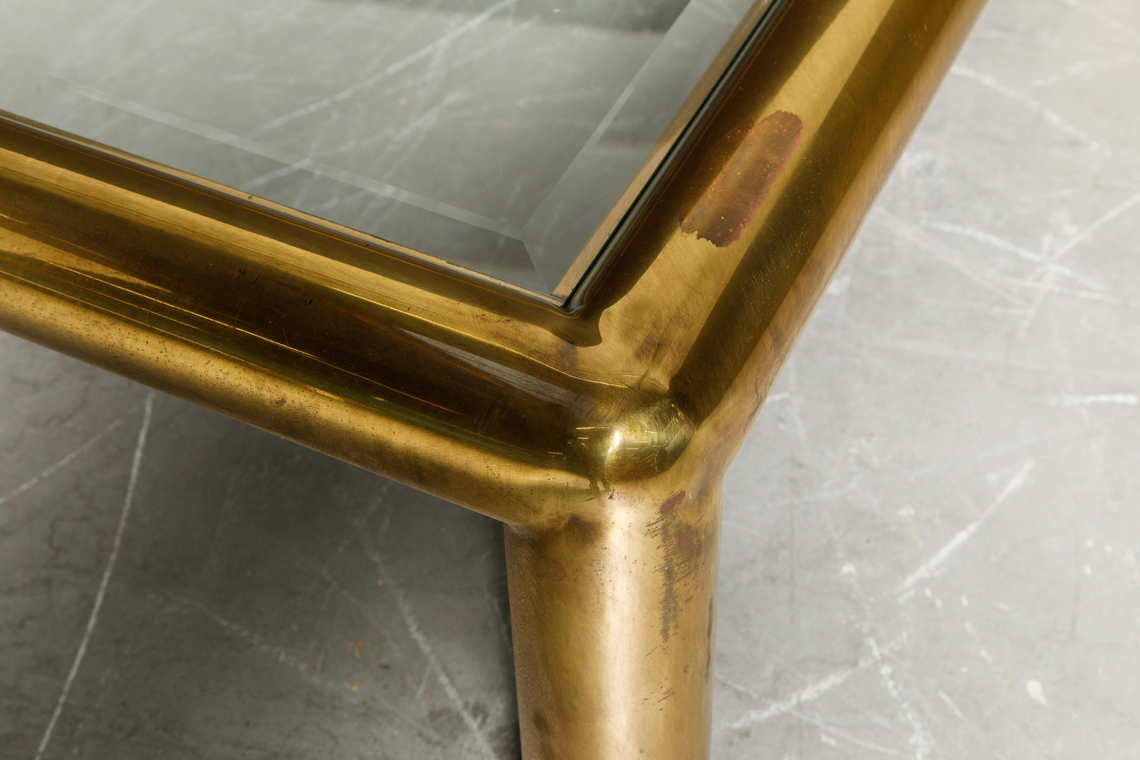 Large Tubular Brass and Glass Cocktail Table by Mastercraft, circa 1970s 9