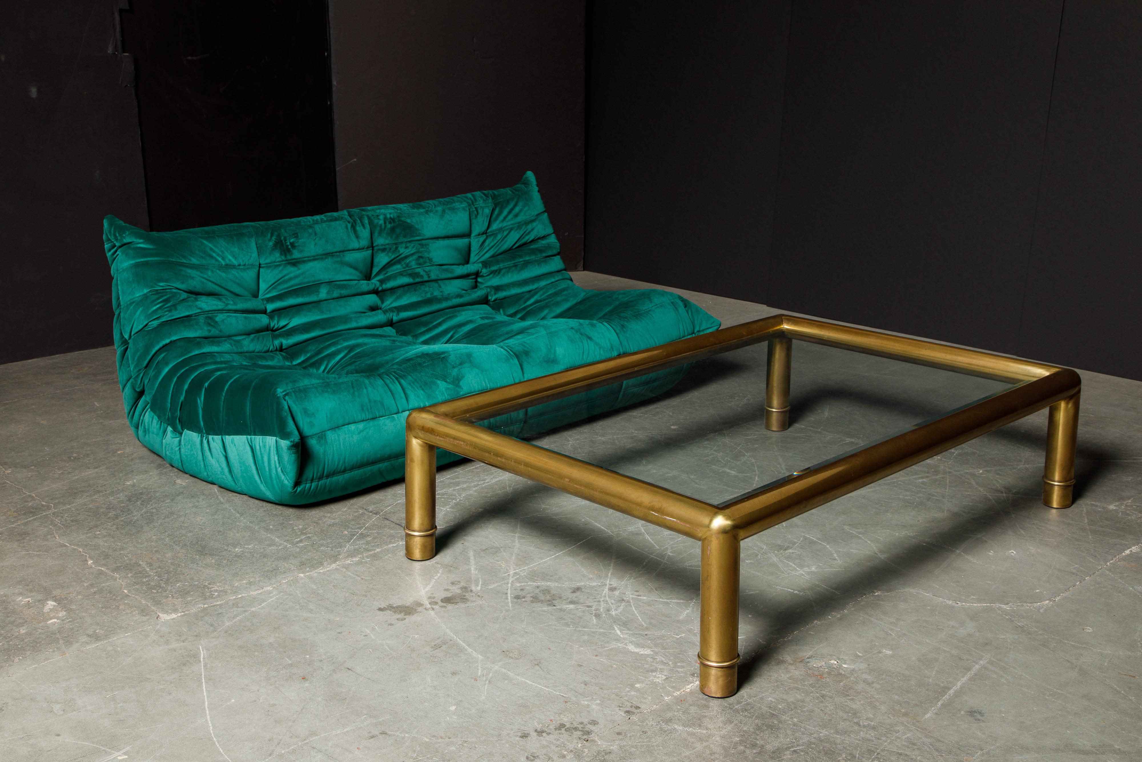 Large Tubular Brass and Glass Cocktail Table by Mastercraft, circa 1970s 13
