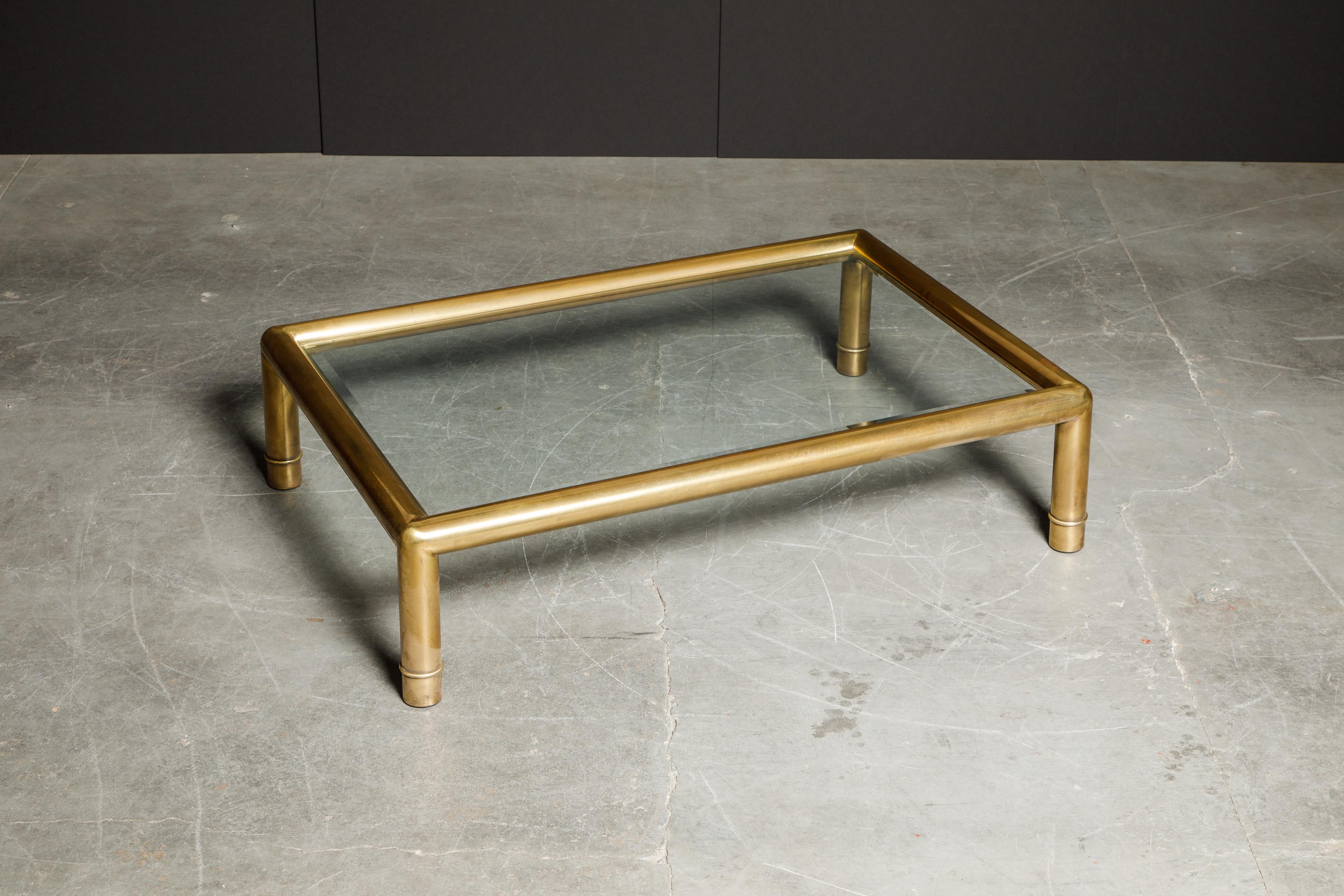 Late 20th Century Large Tubular Brass and Glass Cocktail Table by Mastercraft, circa 1970s