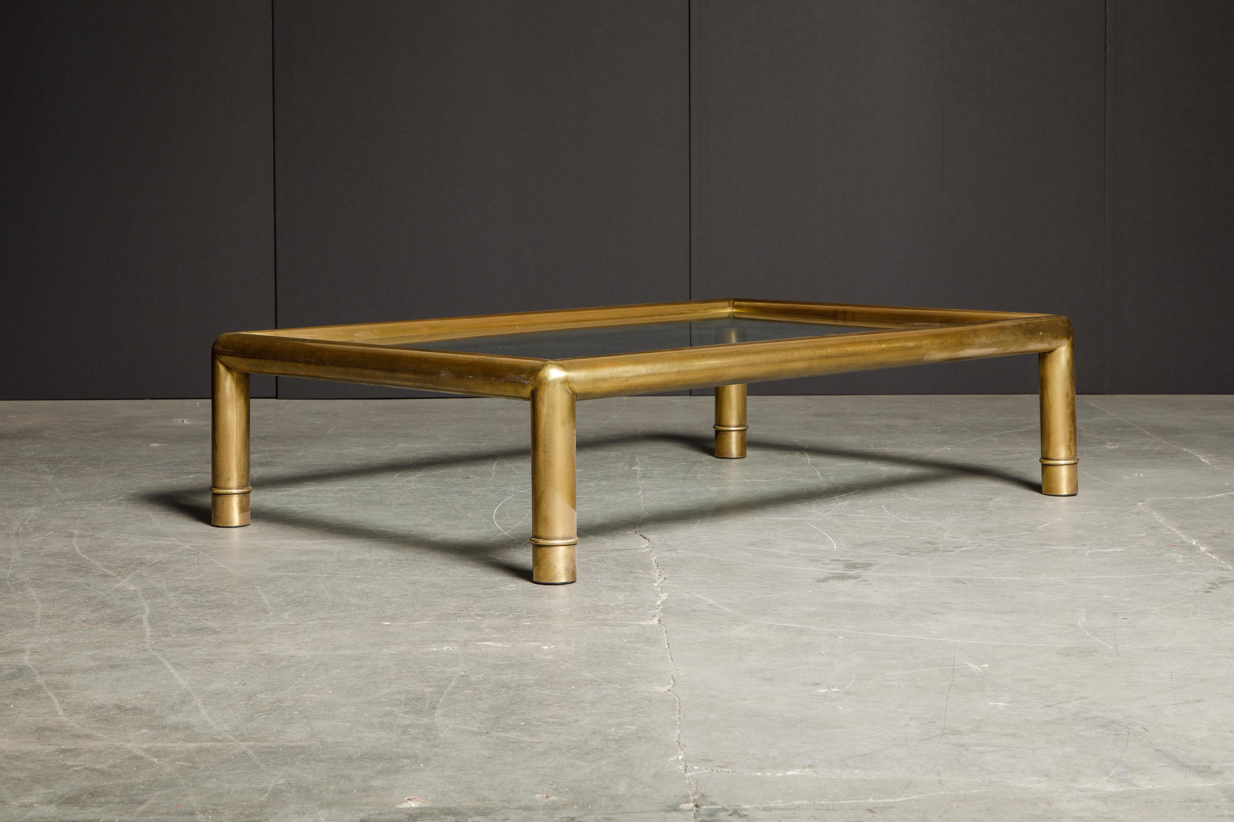 Large Tubular Brass and Glass Cocktail Table by Mastercraft, circa 1970s 1