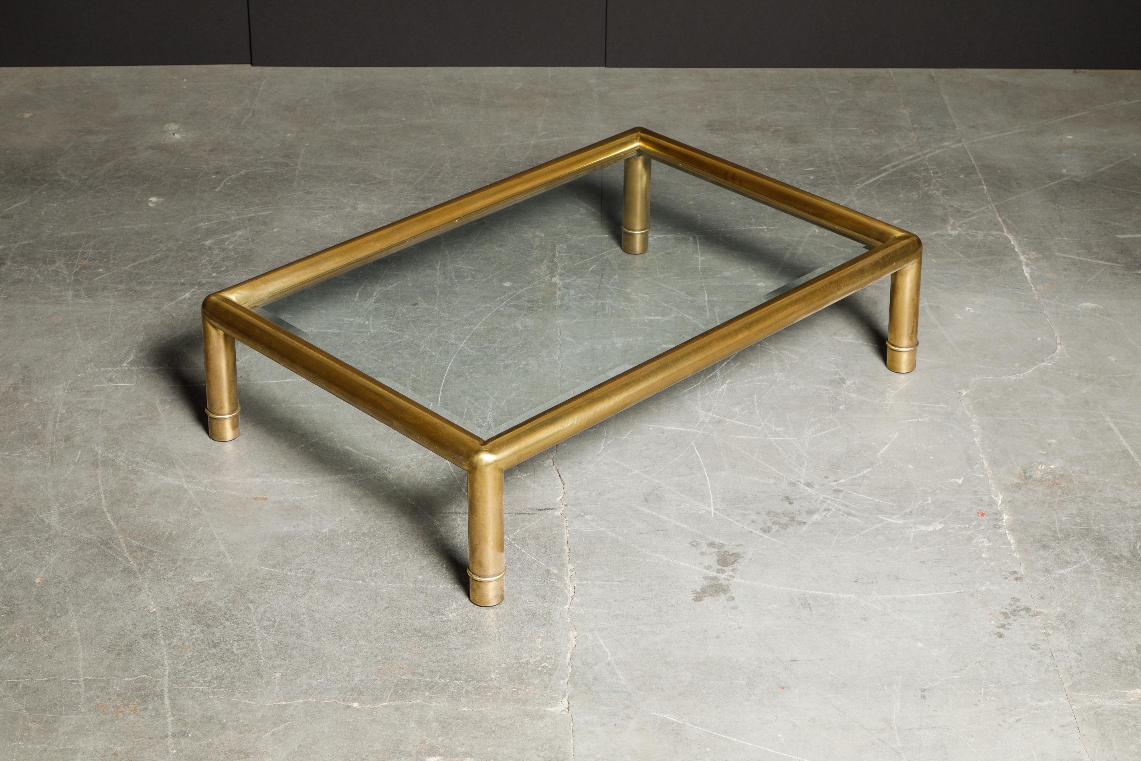 Large Tubular Brass and Glass Cocktail Table by Mastercraft, circa 1970s 2