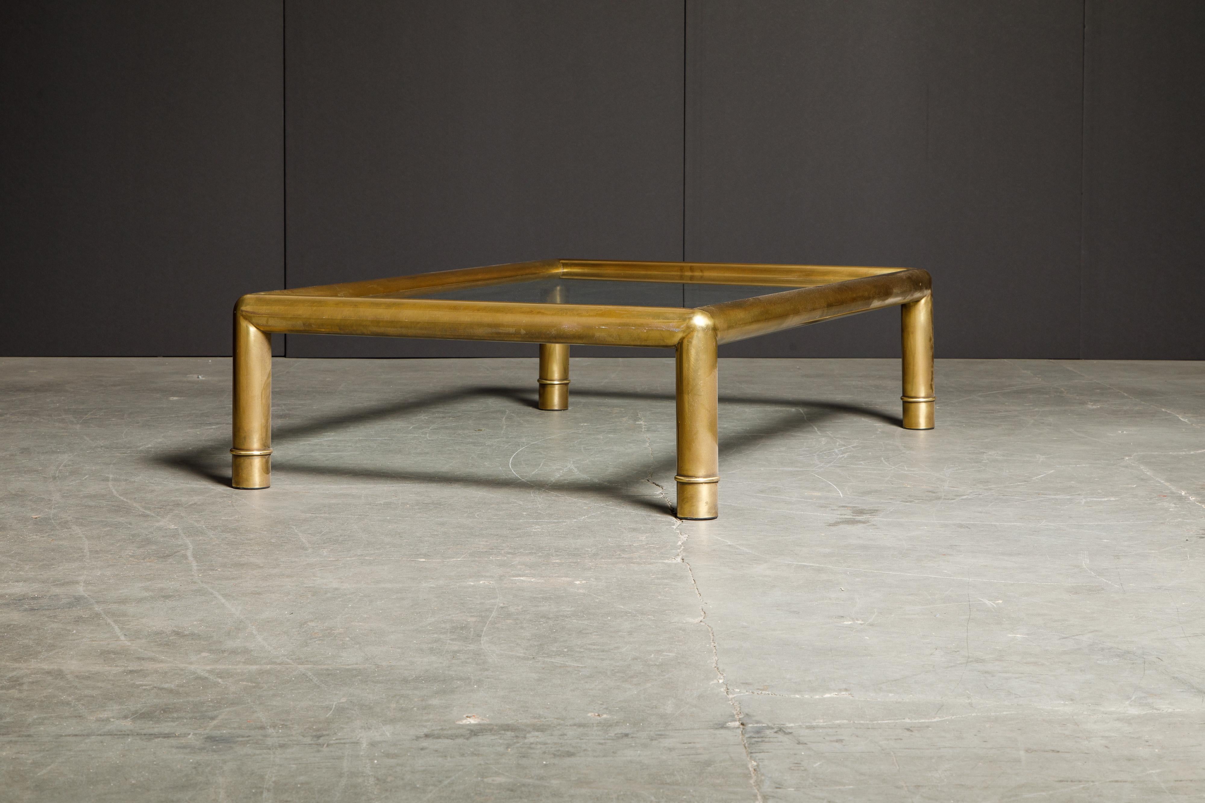 Large Tubular Brass and Glass Cocktail Table by Mastercraft, circa 1970s 3