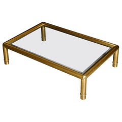 Large Tubular Brass and Glass Cocktail Table by Mastercraft, circa 1970s