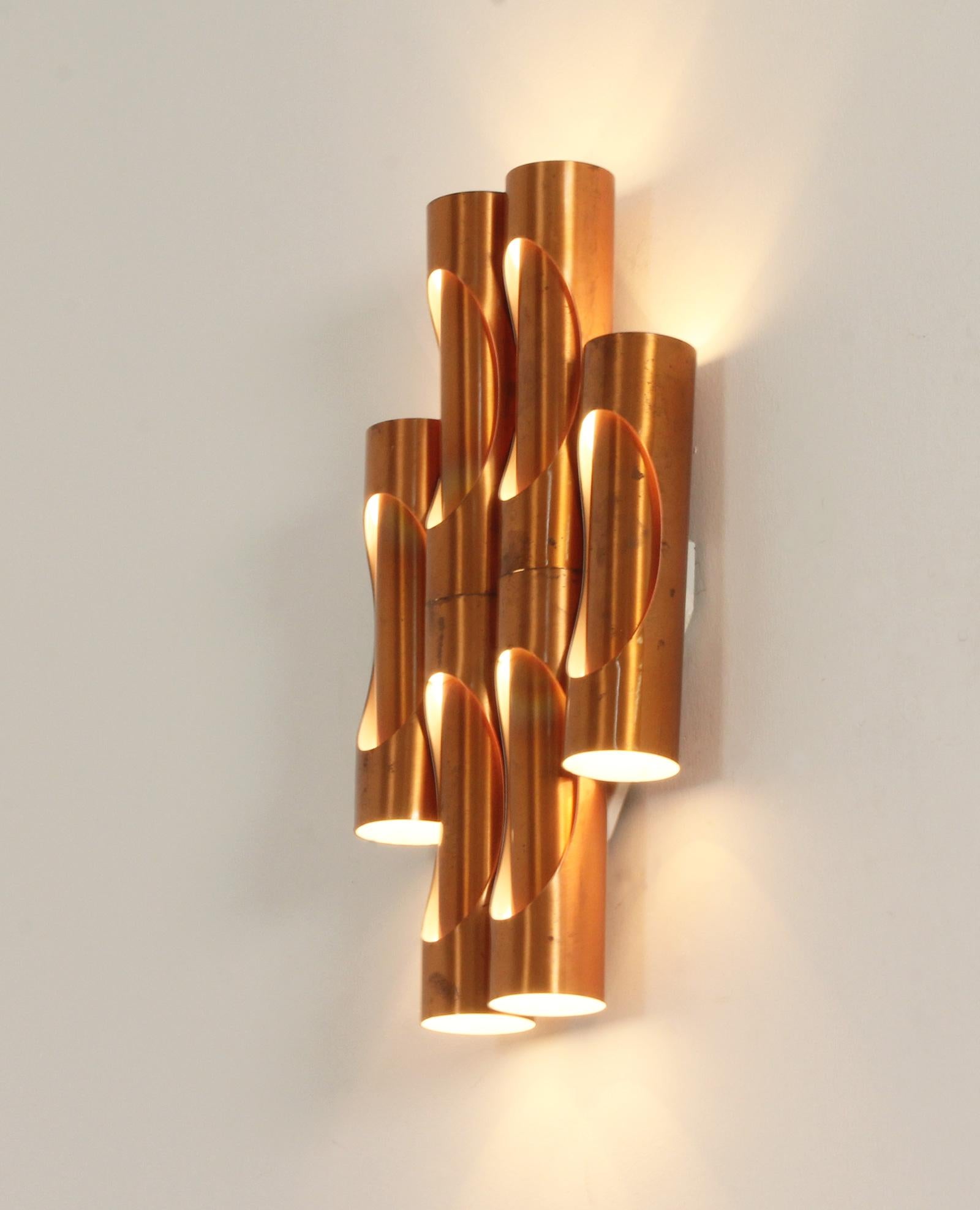 Gran Lámpara Tubular de Cobre, España, Años 60 en venta 5