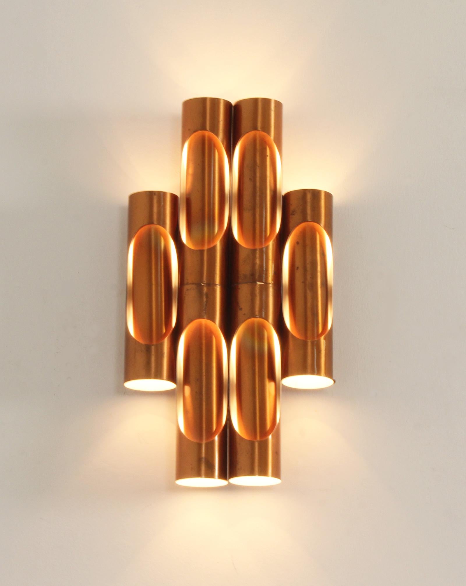 Gran Lámpara Tubular de Cobre, España, Años 60 en venta 7