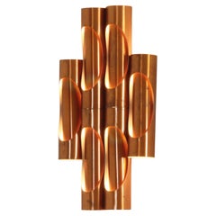 Large Tubular Copper Sconce, Spain, 1960's