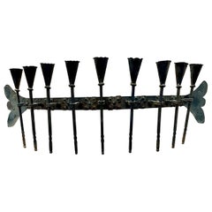 Large Tudor Gothic Iron 9 Light Wall Sconce
