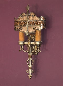 Four Large Tudor Style Sconces C.1930 Priced Per Pair