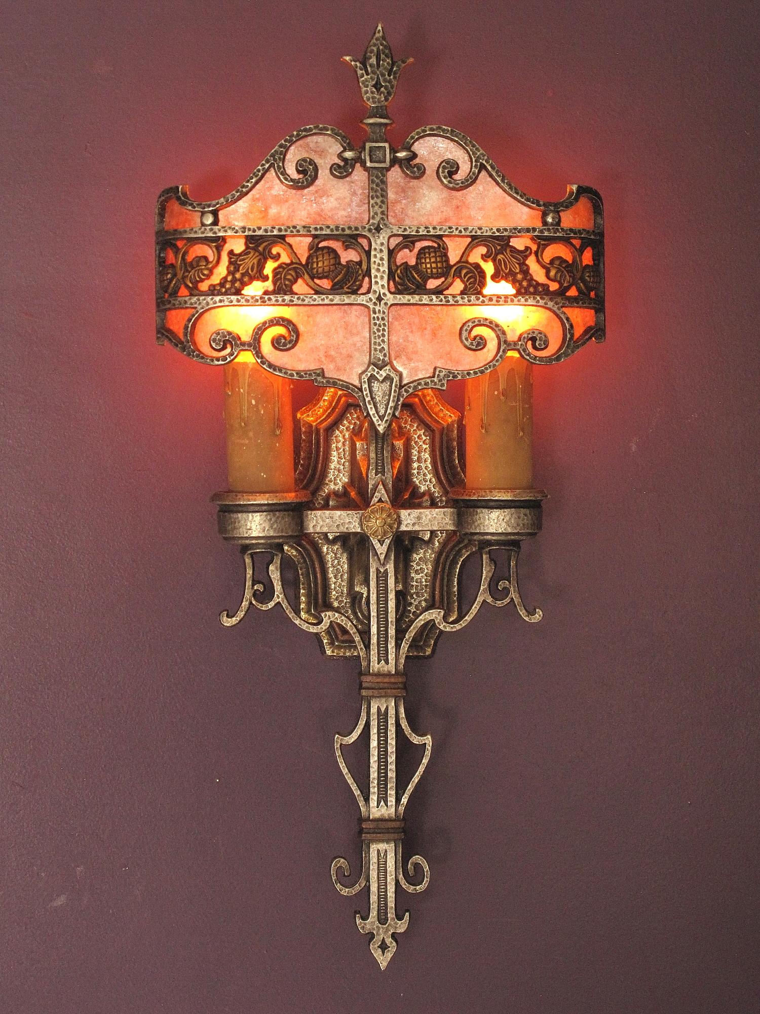 Four Large Tudor Style Sconces C.1930 Priced Per Pair In Good Condition In Prescott, US