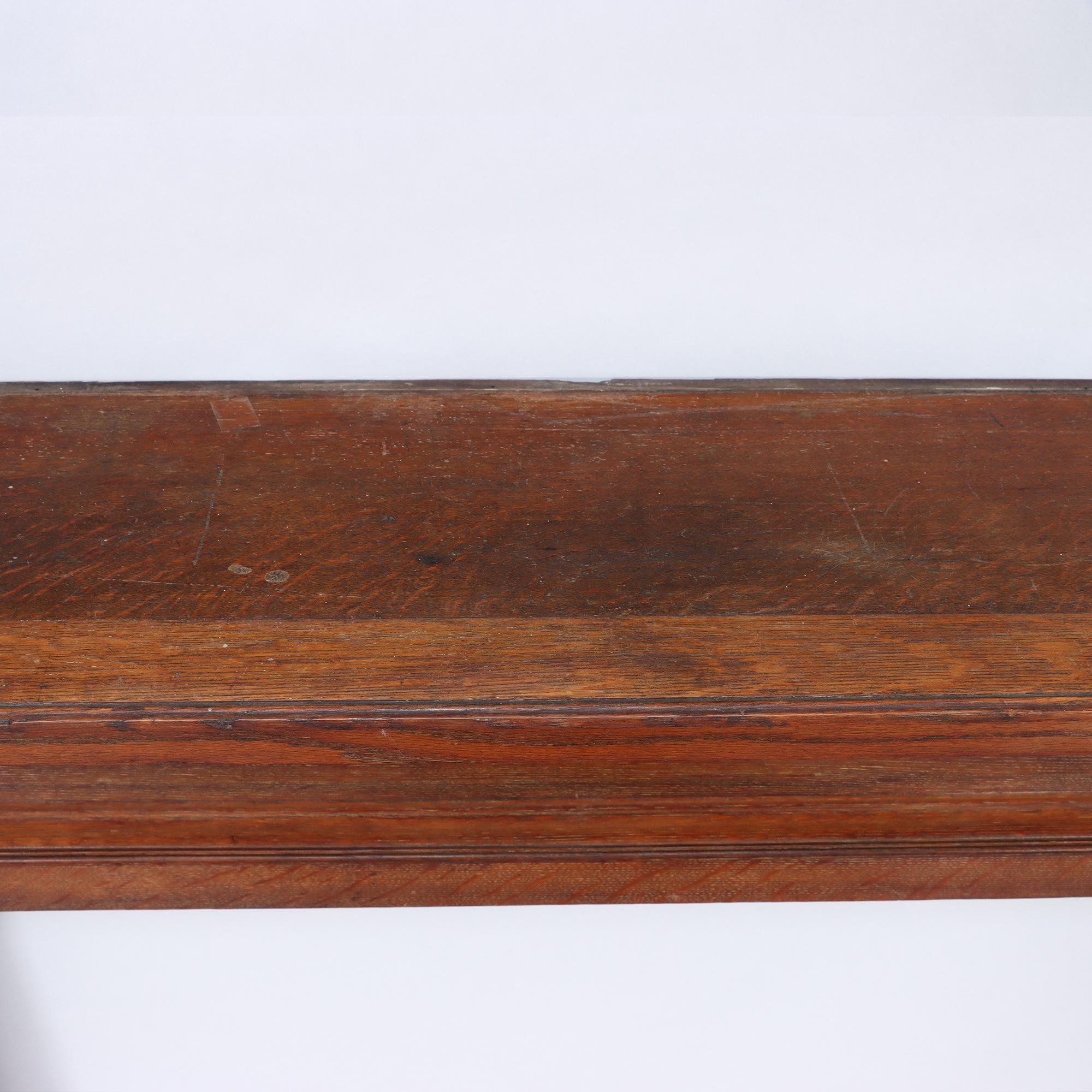Large Tudor Style Solid Oak Fireplace Mantle, England, 19th Century 6