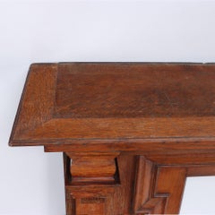 Large Tudor Style Solid Oak Fireplace Mantle, England, 19th Century