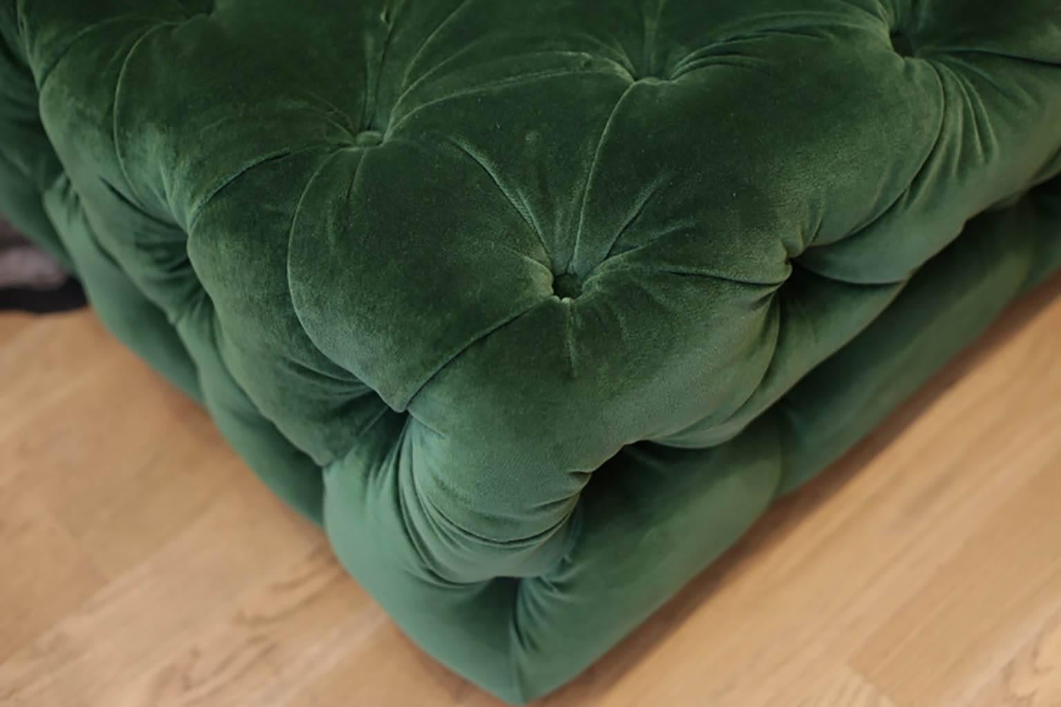 Large, Bronson tufted ottoman by Plantation, circa 2015. Reupholstered in room and board 