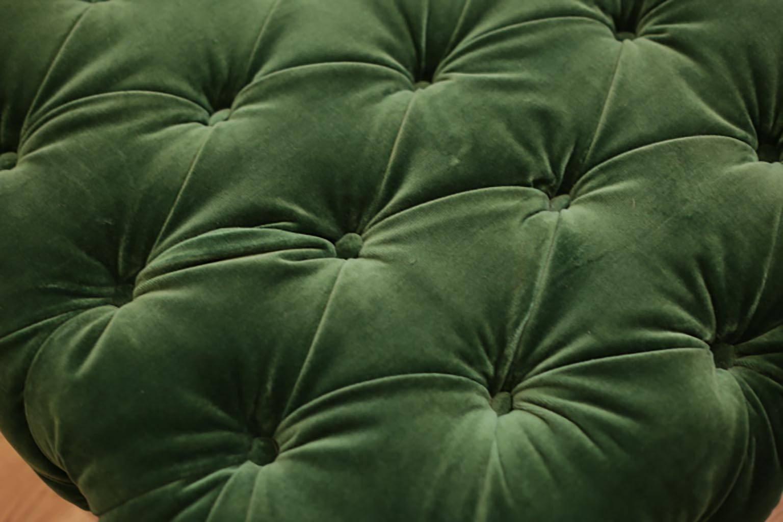 green velvet tufted ottoman