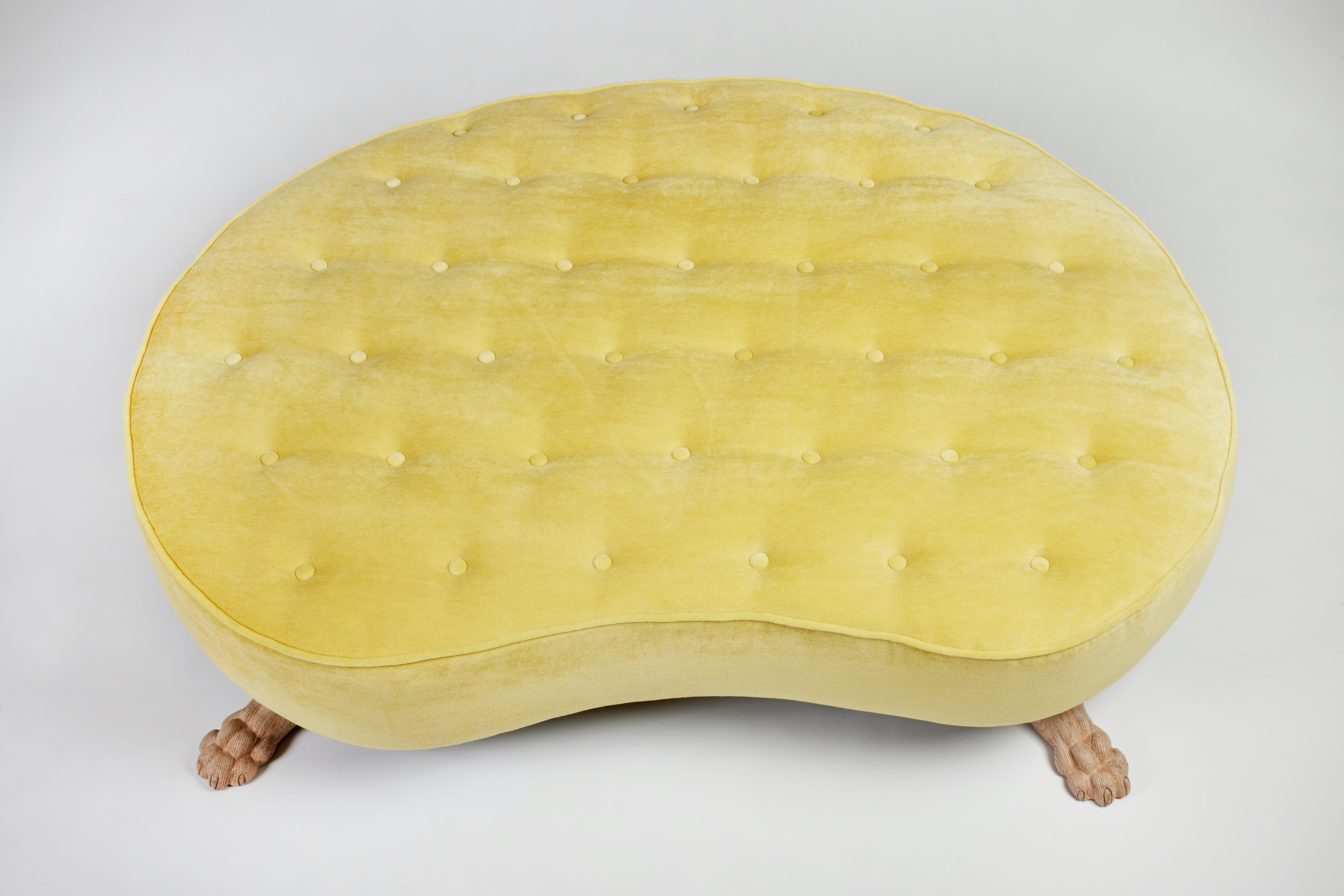 Large Tufted Lupa Mother Ottoman Hand Carved Oak Feet by Martin and Brockett  For Sale 2