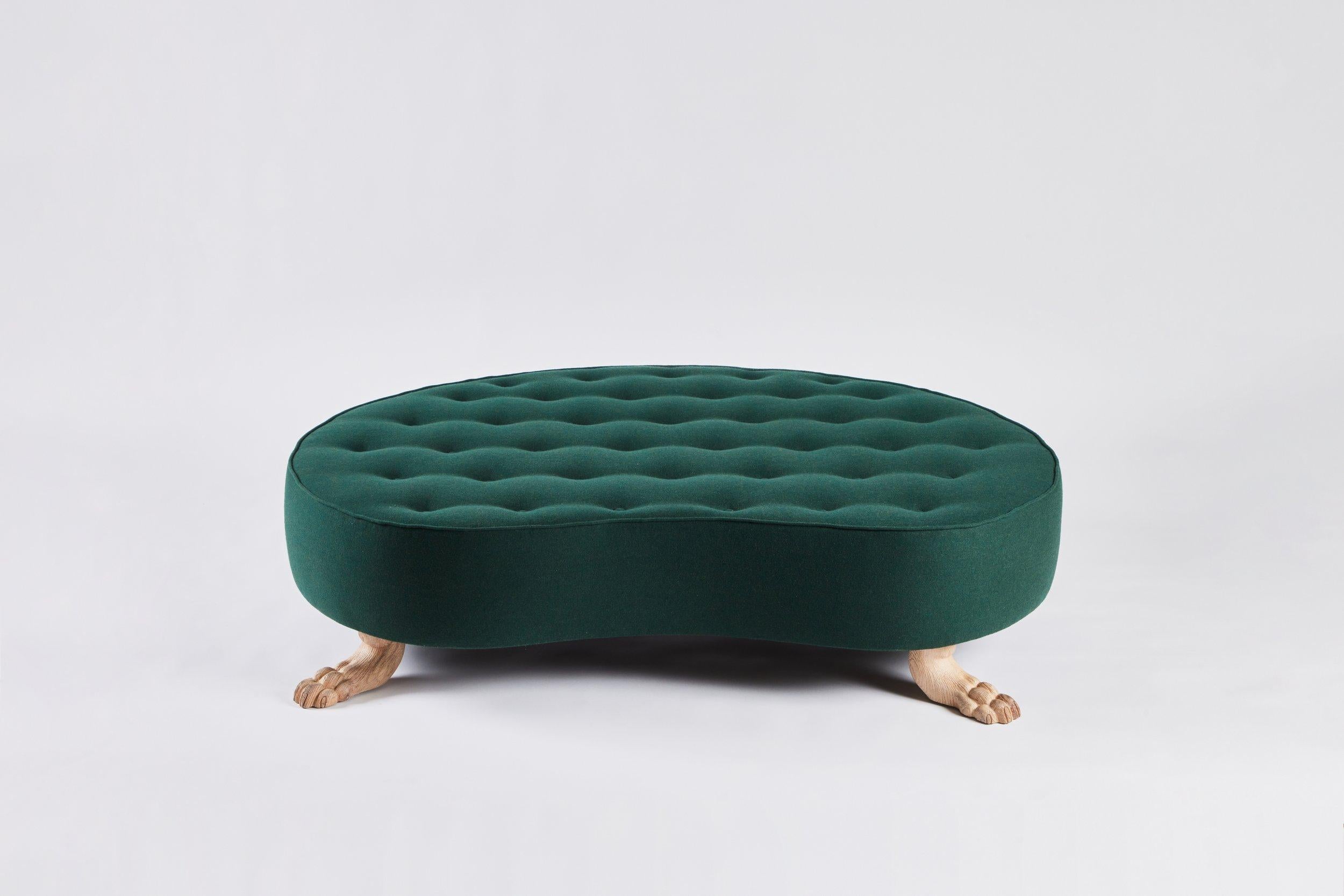 Upholstery Large Tufted Lupa Mother Ottoman Hand Carved Oak Feet by Martin and Brockett For Sale