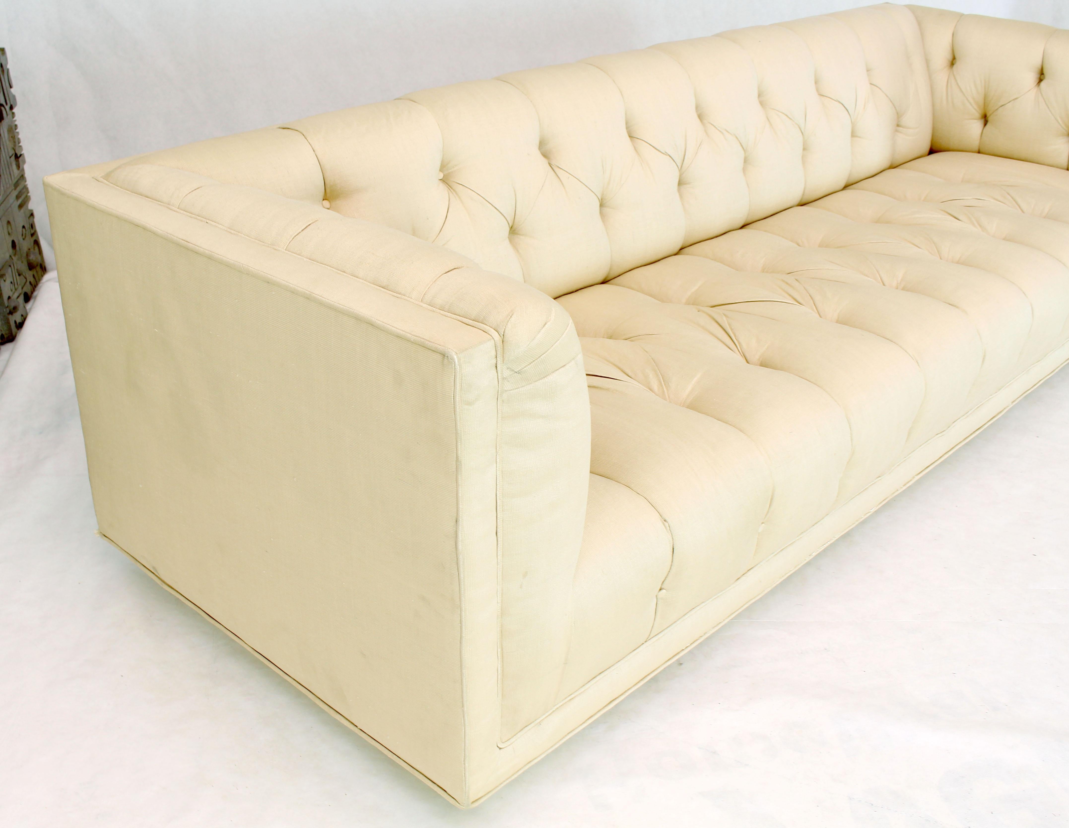 Large Tufted Silk Like Upholstery Mid Century Modern Sofa 1